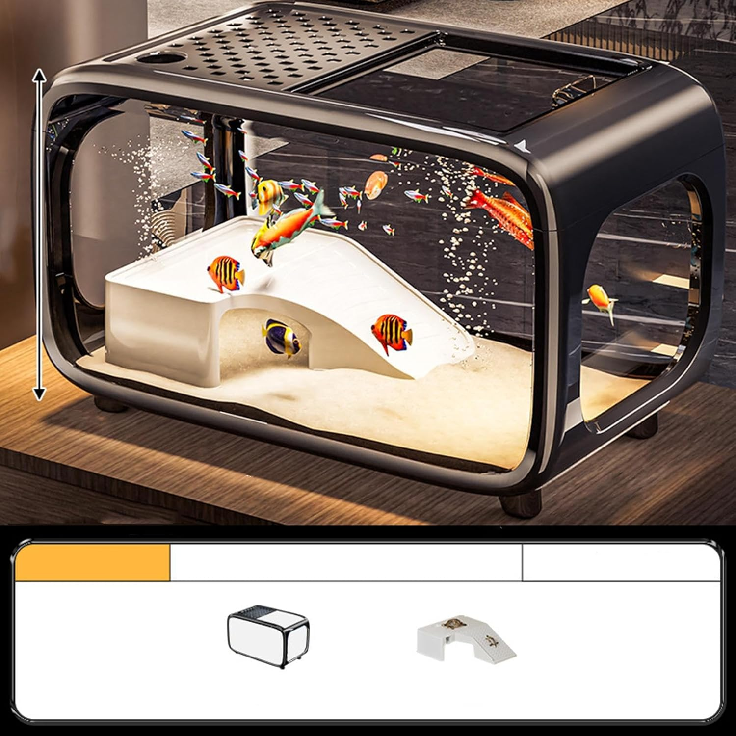 Fish Tank | Small Betta Fish Tank Aquarium - Clear Acrylic Pet Care Container Bowl Home Decoration for Aquatic Animals Snails Betta Shrimp Turtle image number 4