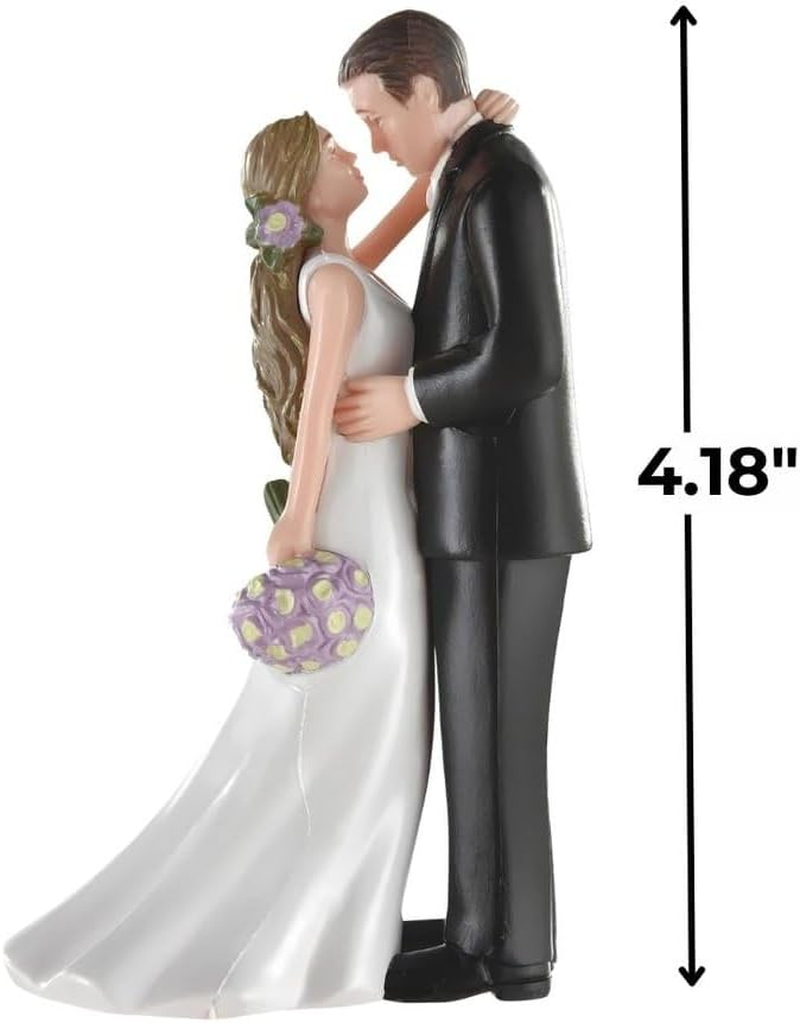 Bride & Groom with Bouquet Cake Topper | Wedding and Engagement Party, 3 Ct. - Black And White image number 3