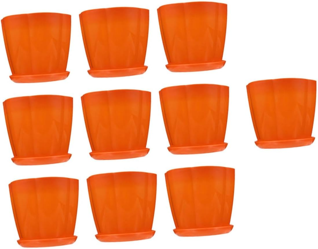 MERRYHAPY 12Pcs Resin Petal Plant Pots Flower Holders for Gardening Home Decor Easy Moveable Drainage image number 1