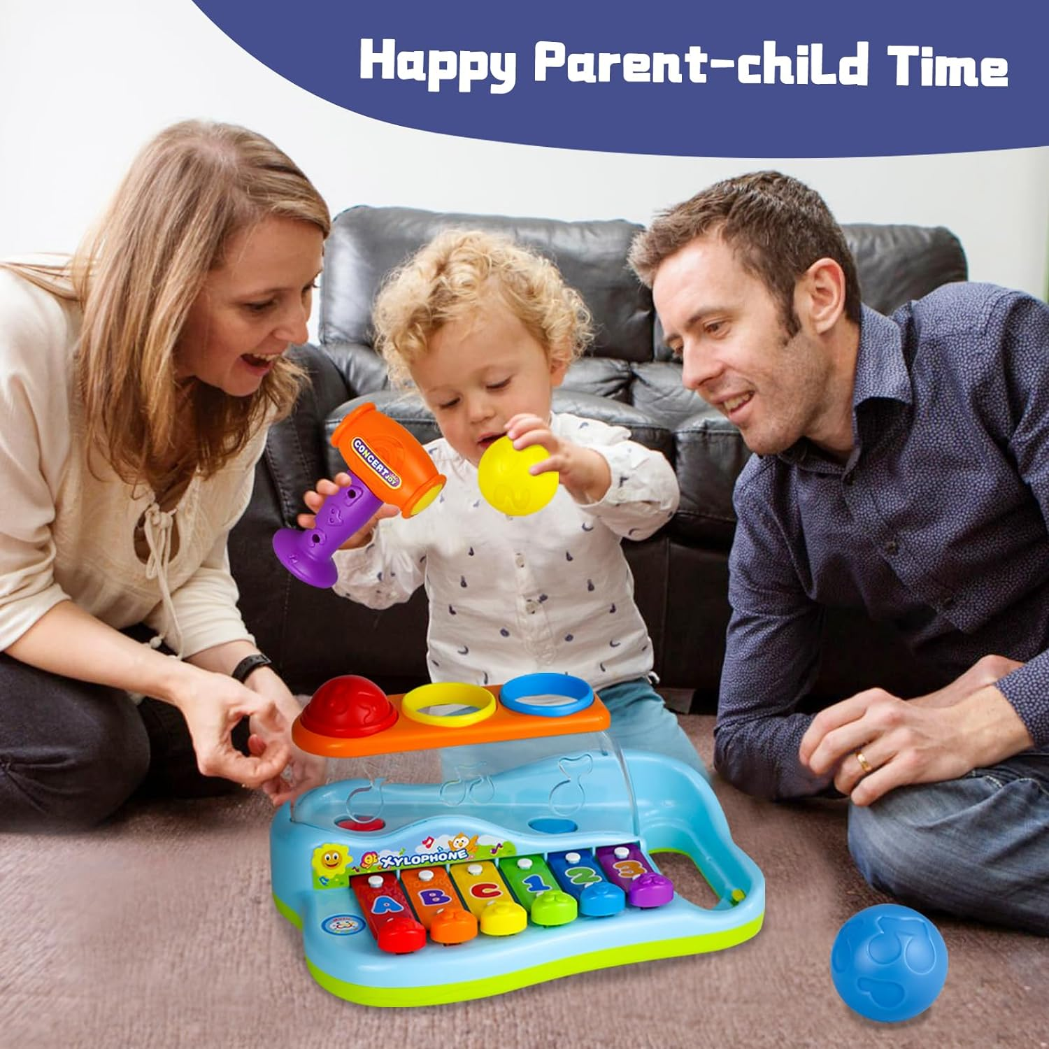 Baby Toys for 1 2 Year Old Boys Girls, Kids Musical Instruments, Hammering Pounding Xylophone Piano Toys with Sensory Montessori Balls, Early Educational Toys for Toddler, Christmas Gifts image number 3