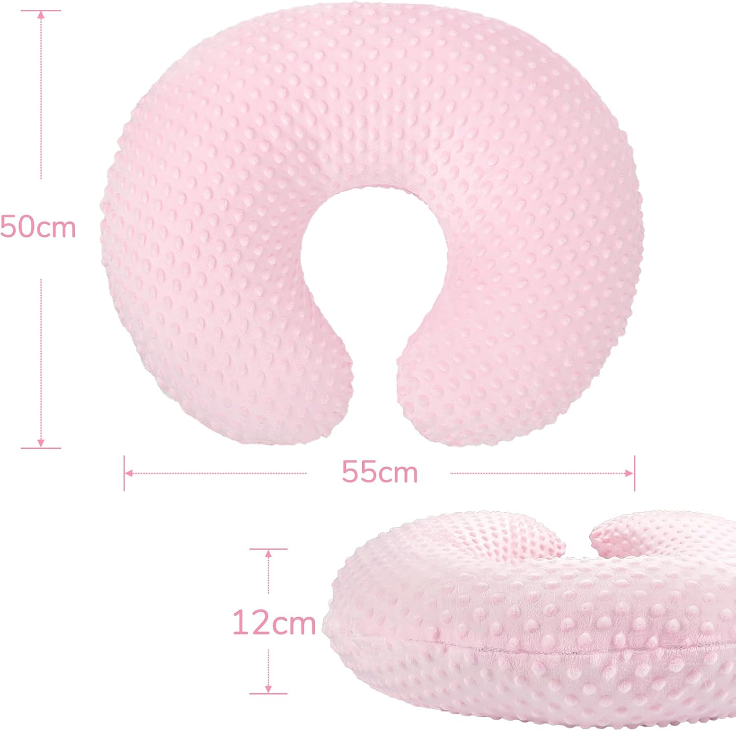 GFU Breastfeeding Pillow for Newborn with Dot Fabric Nursing Cover, Soft Comfortable Nursing Pillow for Breast Feeding and Bottle, Pink