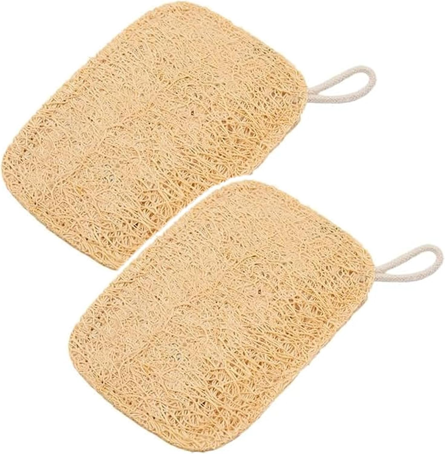 Fokmuaex 2 PCS Organic Loofah Sponges for Shower & Bath - Gentle Exfoliating Washcloths, Multi-Purpose Body Scrubber for Children Skin Care, Bath Spa Accessories image number 1