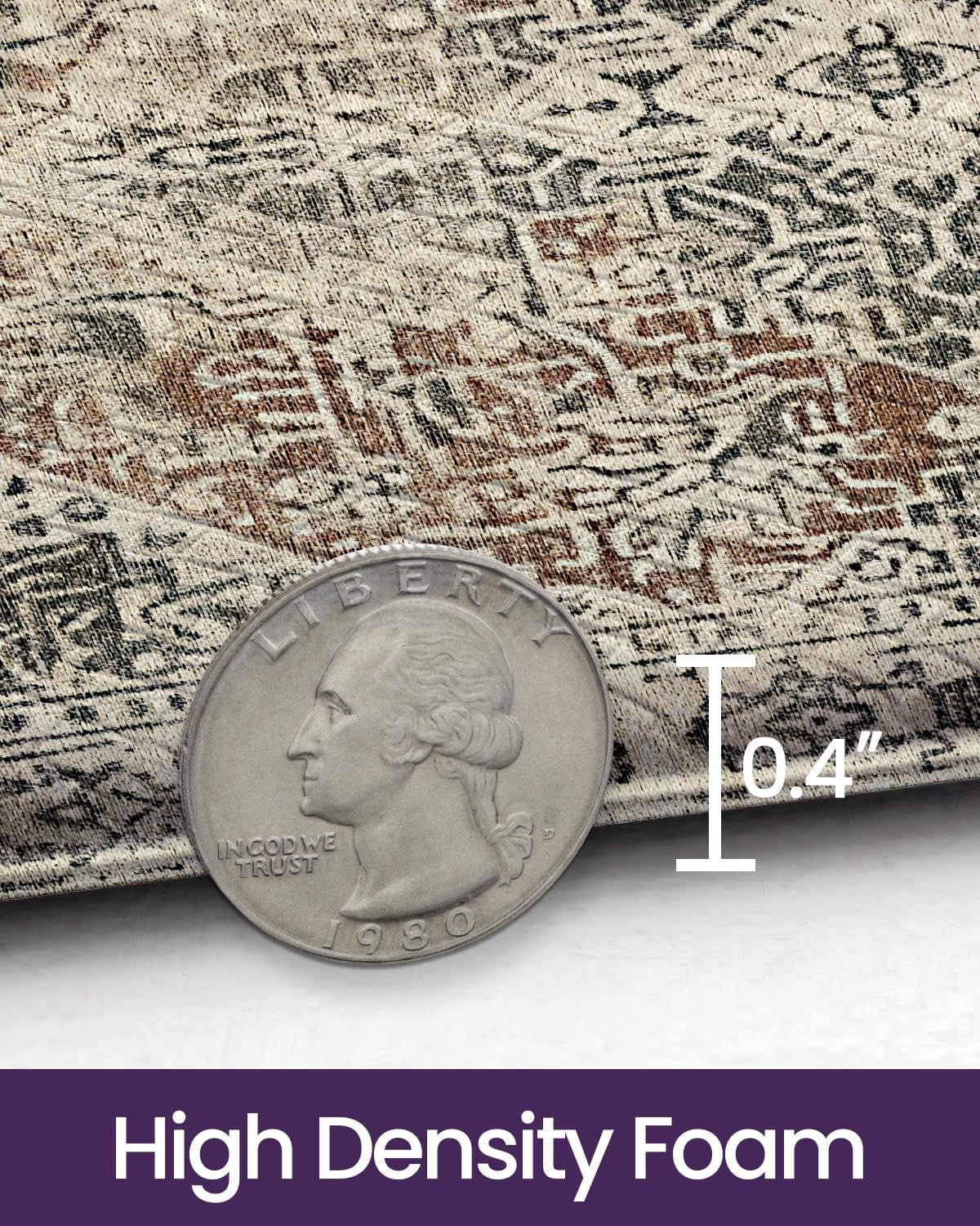 DEXI Kitchen Floor Mats anti Fatigue, Cushioned Waterproof Runner Rug Boho Floral, 23X59 Extra Wide Standing Padded Non Slip for Farmhouse, Cream and Red image number 6