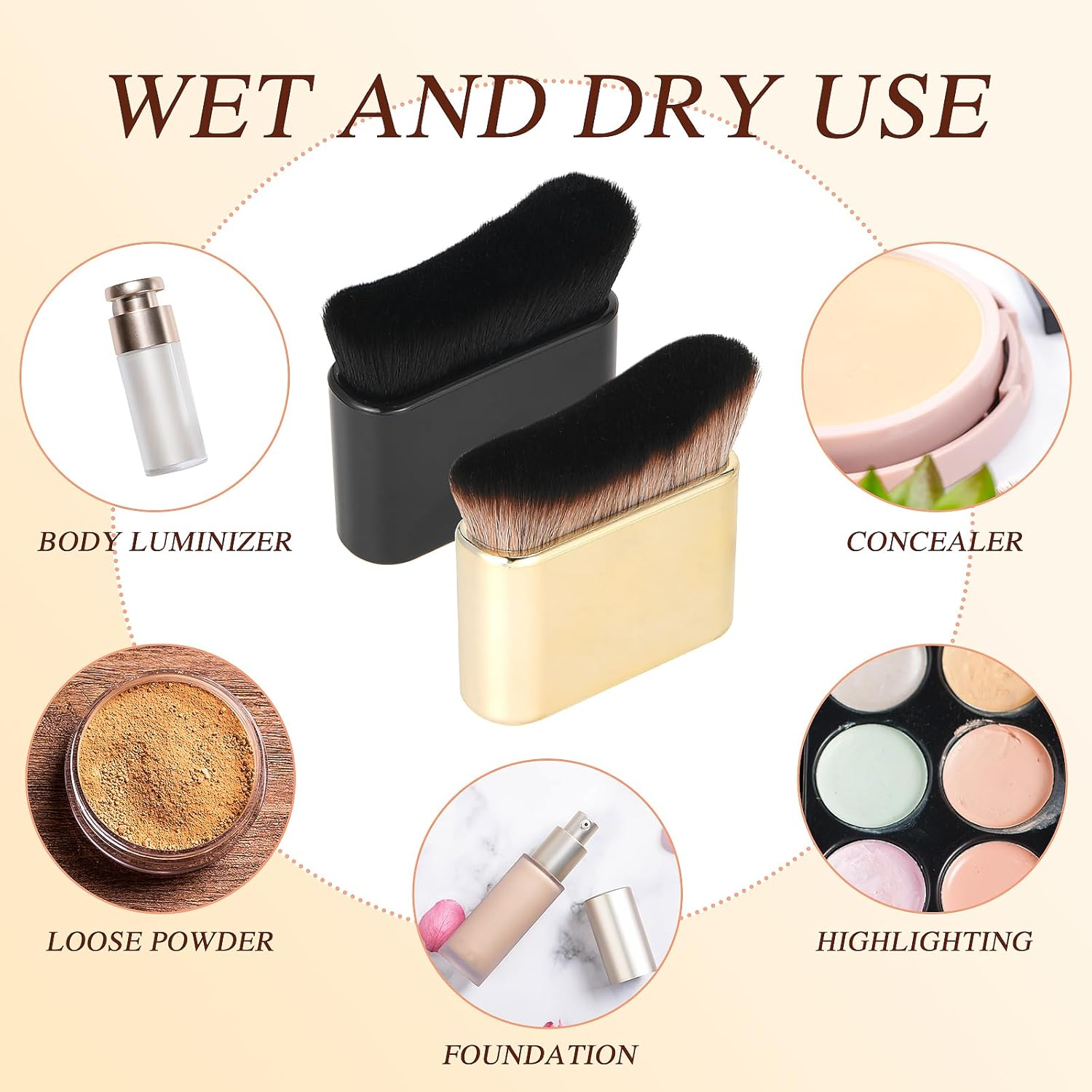 2 PCS Tanning Brush - Body Makeup Blend & Blur Tan Brush Applicator for Body & Leg Tanners (Black Gold) image number 5