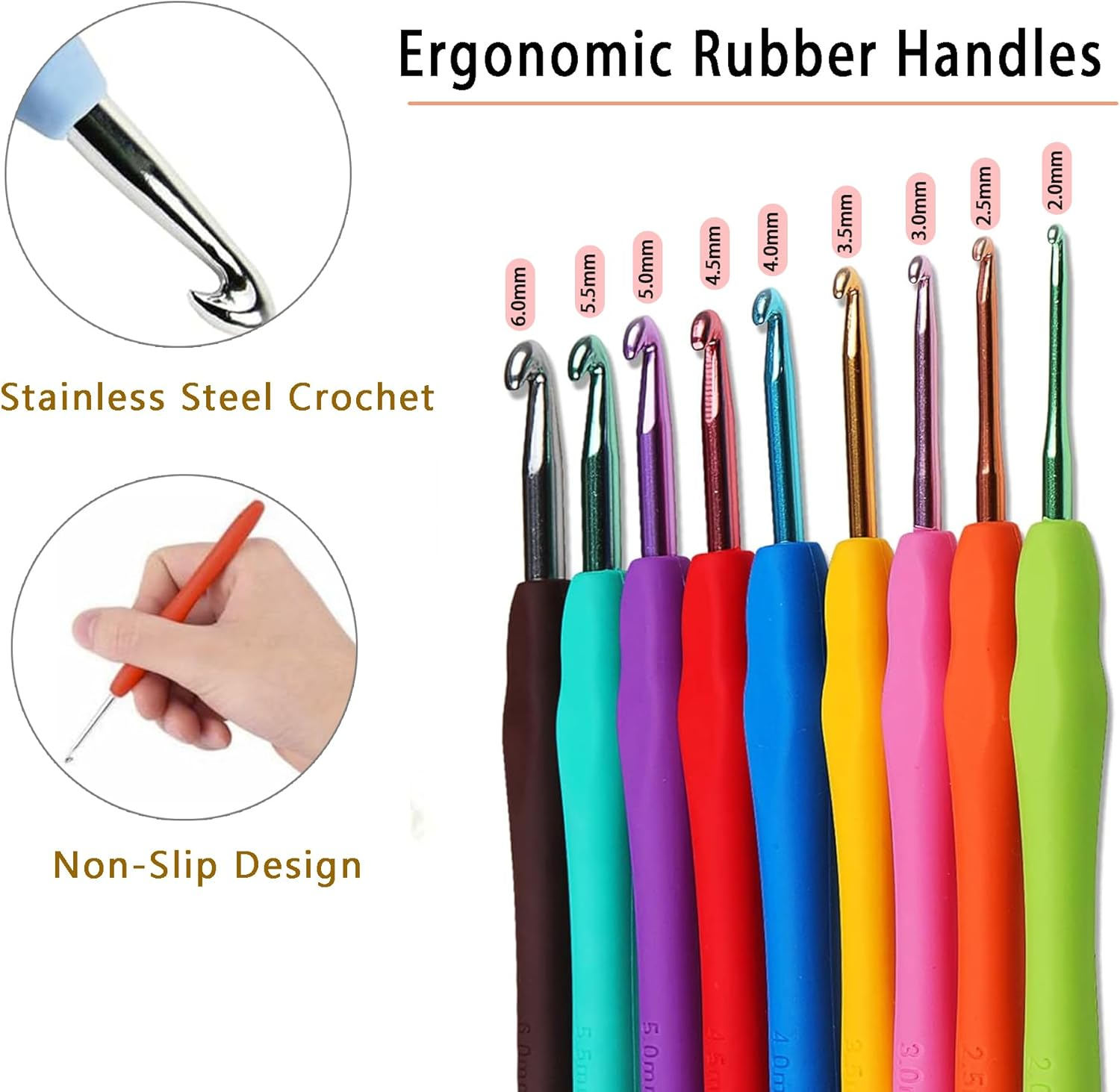 58PCS Complete Adult Beginner Crochet & Knitting Kit: 0.6-6.0Mm Hooks, Yarn, Bag & Accessories Included for Easy Learning & Creative Crafting image number 3