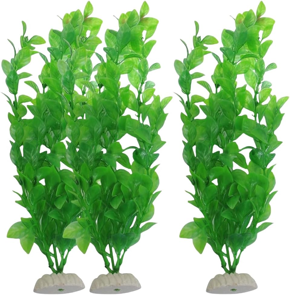 Artificial Seaweed Water Plants for Aquarium ， Plastic Fish Tank Decorations, 10-Piece Set (Green)