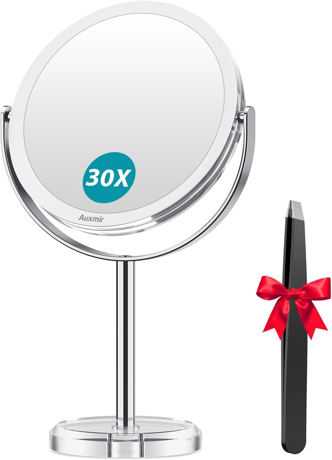 Auxmir Magnifying Mirror 30X /1X Makeup Mirror Double Sided with Magnification, round Vanity Tabletop Mirror Crystal-Like Style 360&deg; Rotation Portable for Dressing Table Desk Bathroom Bedroom Travel image number 4