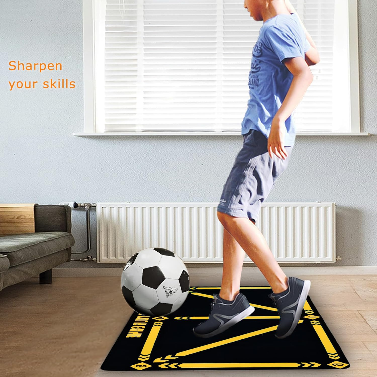 Pro Football Training Mat 90X60Cm with Non-Slip Base & Grip Socks | Portable Soccer Practice Mat for Ball Control, Footwork Drills Indoor Outdoor image number 4