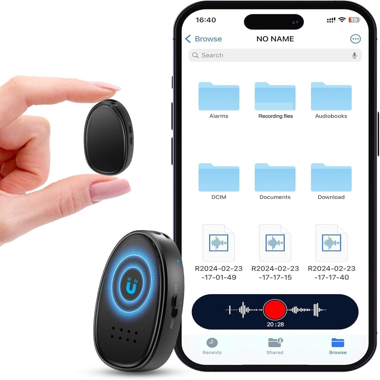 128GB/64GB (9680 Hours) Digital Voice Recorder with Triple Noise Reduction,Portable Audio Recorder with External Speaker, MP3 Recording Device for Work Lectures (Black 128G) image number 4