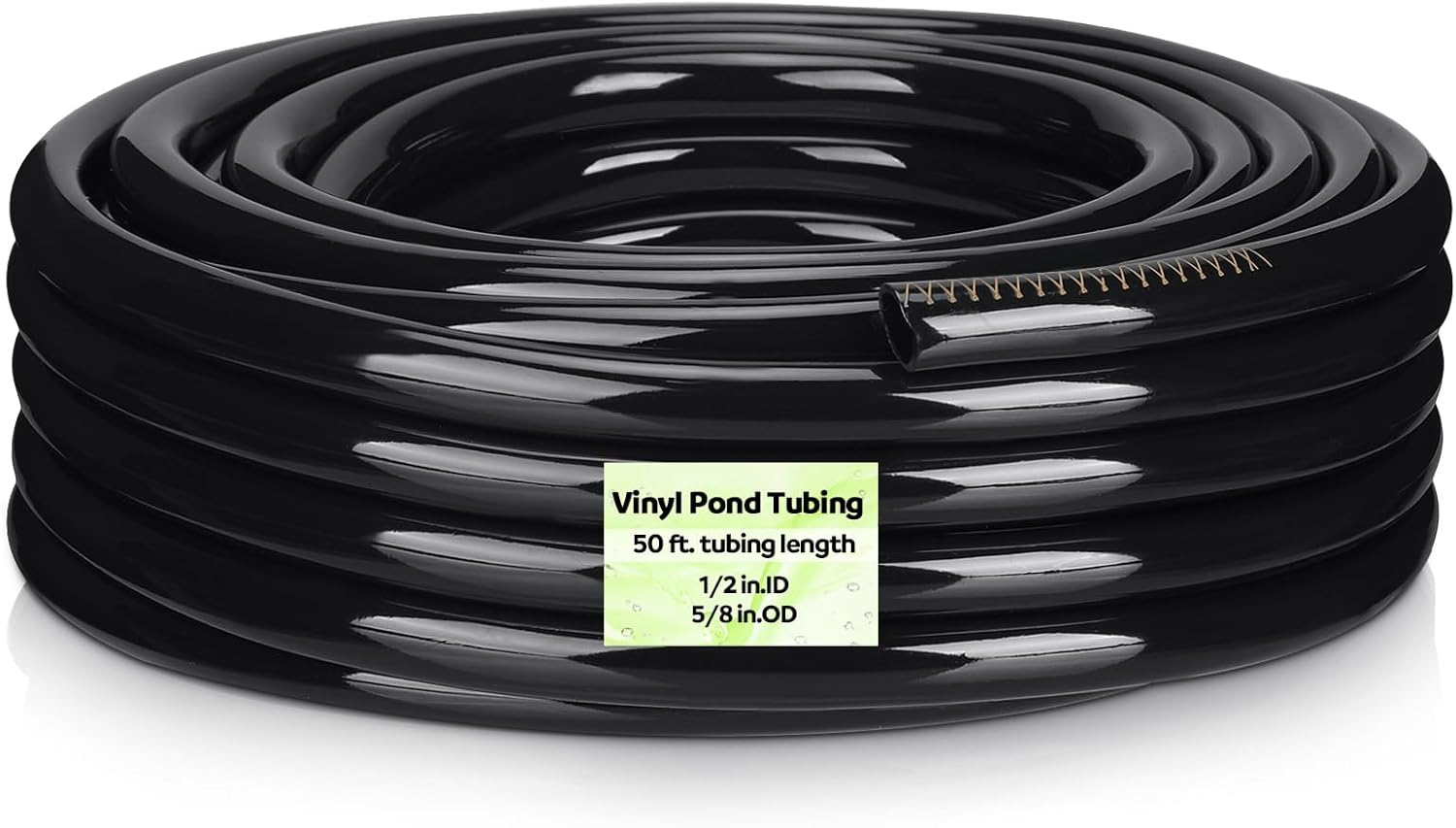 Tondiamo Vinyl Pond Tubing Flexible PVC Tubing, 1/2" ID X 5/8" OD, 50-Feet Length Black PVC Vinyl Tubing Heavy Duty Reinforced Vinyl Hose Tubing for Fish and Plants Protection image number 2