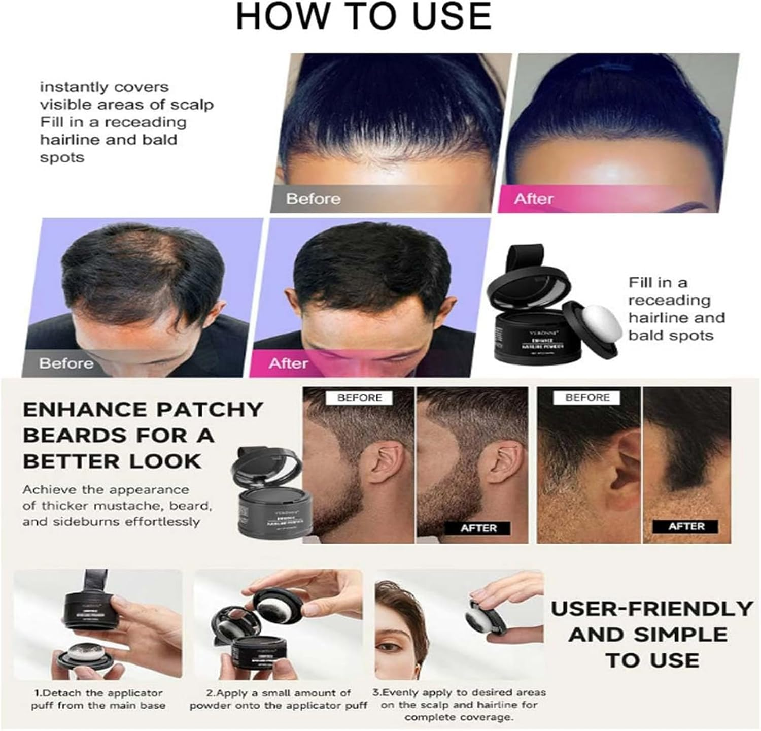 Waverloo Magic Root Cover Up, Waverlo Magic Root Cover Up, Waverly Magic Root Cover Up, 14 Colors Root Touch up Powder with Mirror, Instantly Conceals Hair Loss, Water Sweat Resistant (#06 Dark Brown) image number 3