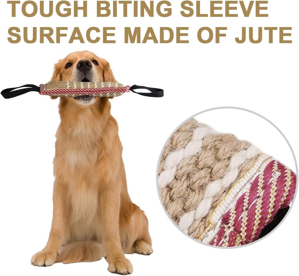 Dog Tug Toy Dog Bite Stick,Tug of War Dog Toy 1 Pcs Jute Bite Pillow with 2 Handles for Puppy Training Interactive Play, Lasting Training Equipment,Suitable for Small Medium Large Dogs image number 3