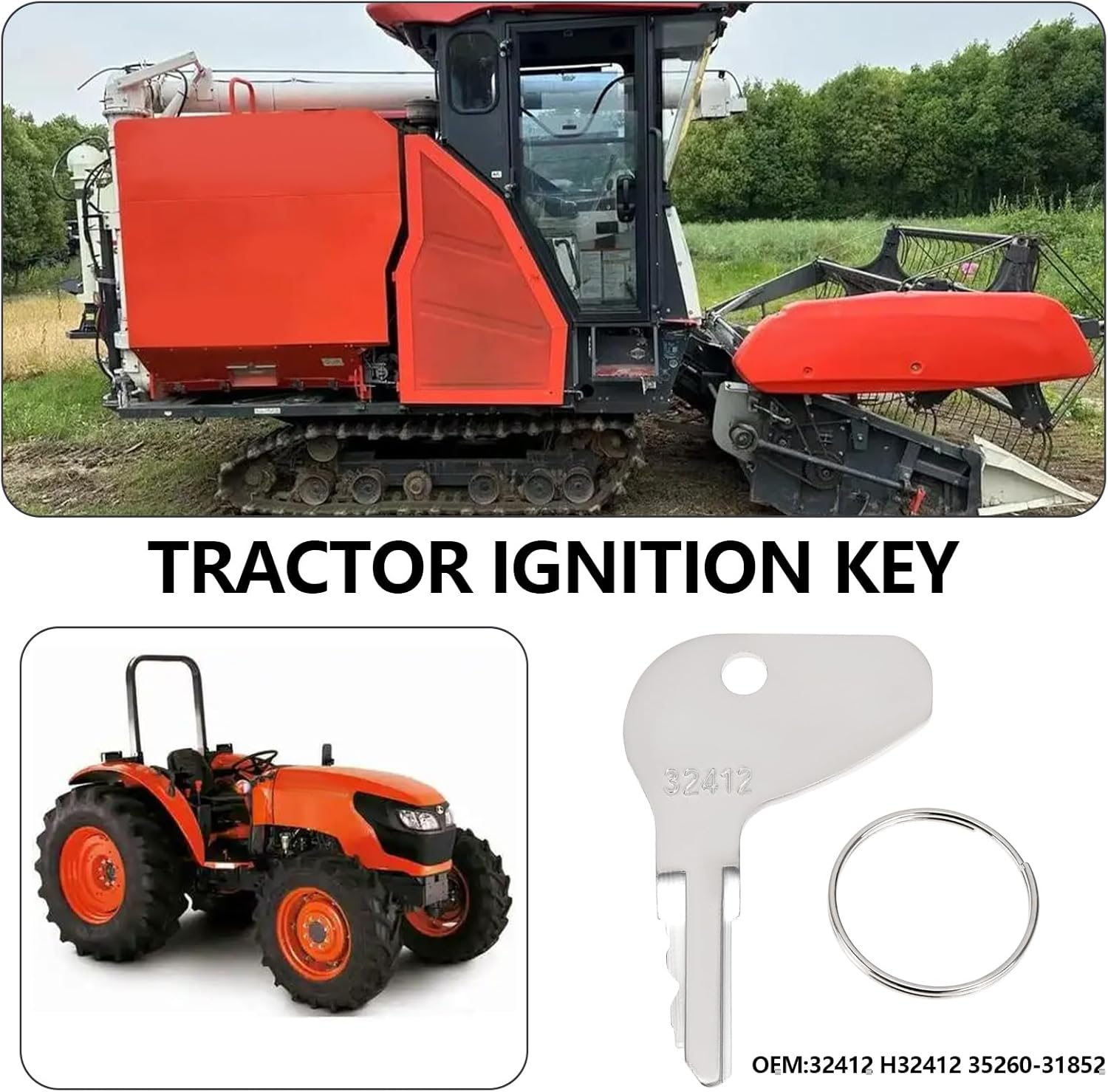 SG Store 5Pcs Tractor Ignition Switch Key 32412 H32412 35260-31852 Compatible with Kubota L G M Series Compatible with Mahindra Mitsubishi image number 6