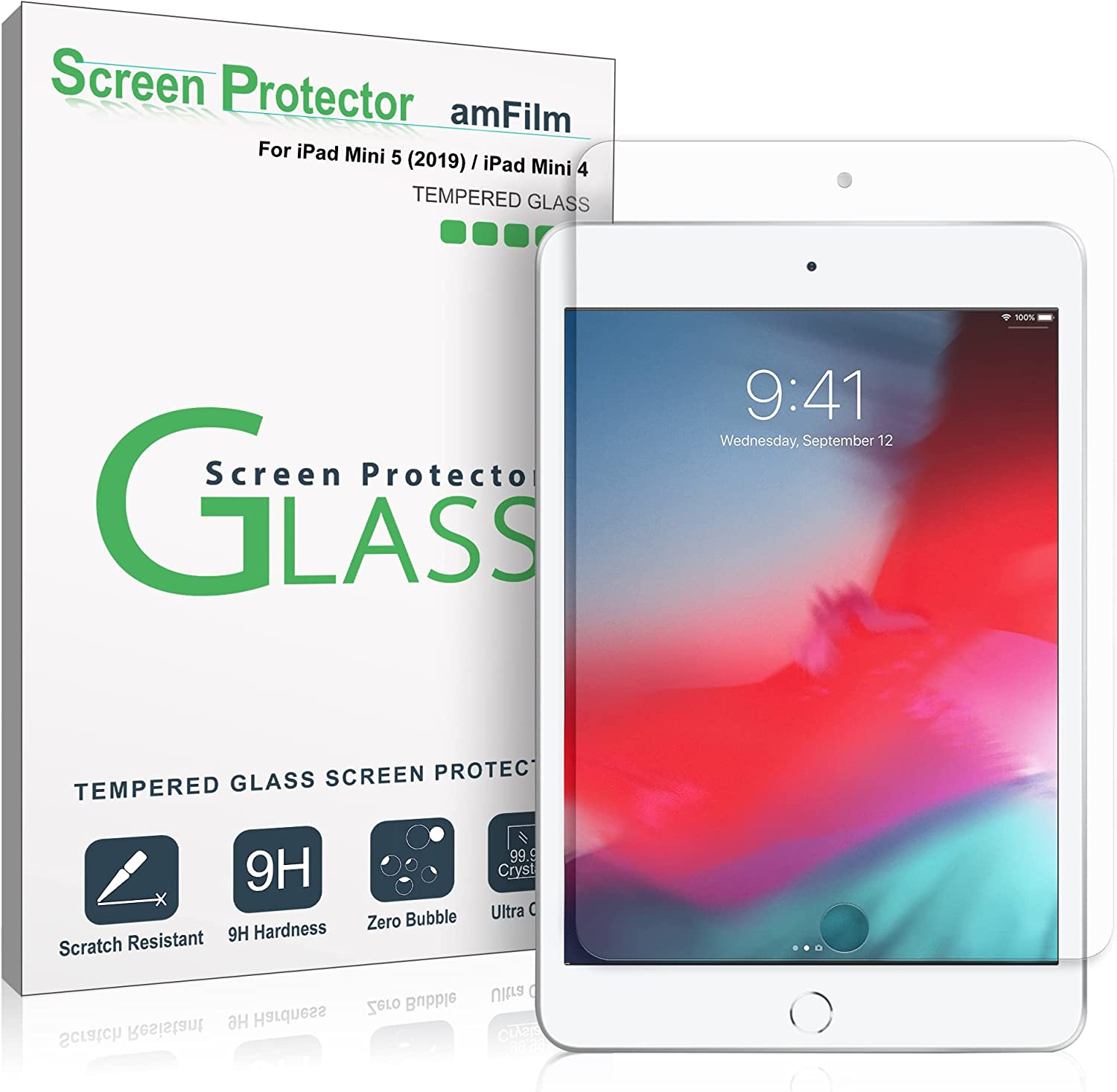 Amfilm Glass Screen Protector for Ipad Mini 5 (2019) and Ipad Mini 4, Tempered Glass image number 2