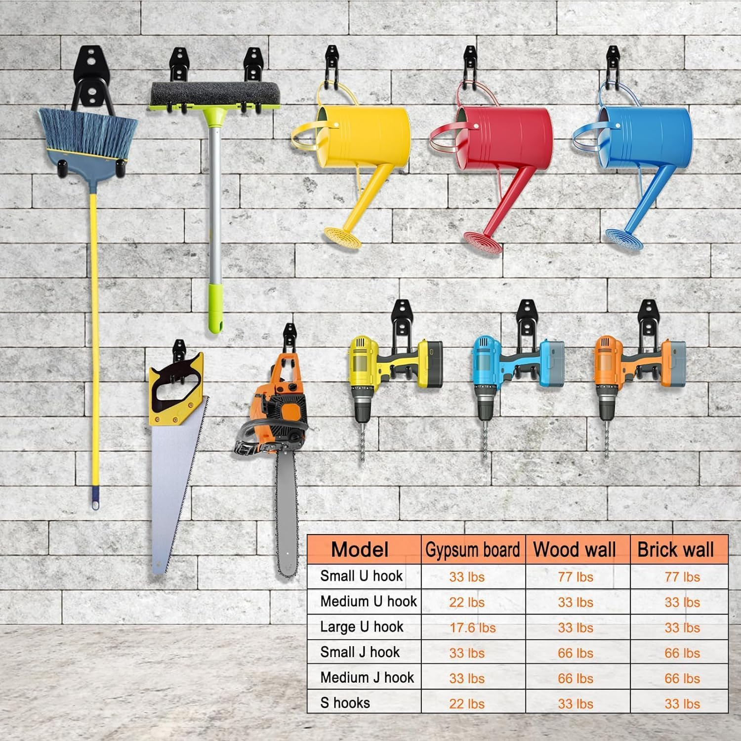 26 Pack Garage Hooks Heavy Duty,Utility Steel Garage Storage Hooks,Wall Mount Garage Hanger&Organizer for Organizing Power Tools,Ladders,Bulk Items,Bikes,Ropes and More Equipment, Orange