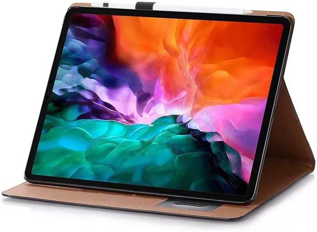 Ipad Air (13'') M3-2025 M2-2024 Case, Ipad Pro-3 4 5 6 (12.9'') Case with Pen Holder, Dmaos Business Vintage Book Synthetic Leather Stand Folio Smart Cover - Black image number 4