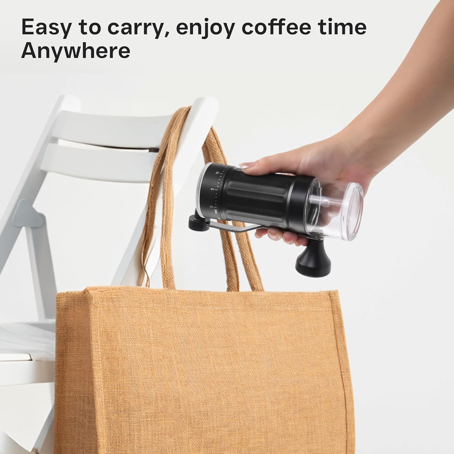 Manual Coffee Grinder with Conical Ceramic Burrs 40 Adjustable Coarse- Portable Coffee Bean Grinder for Espresso, French Press, Pour over - 25G Capacity image number 3