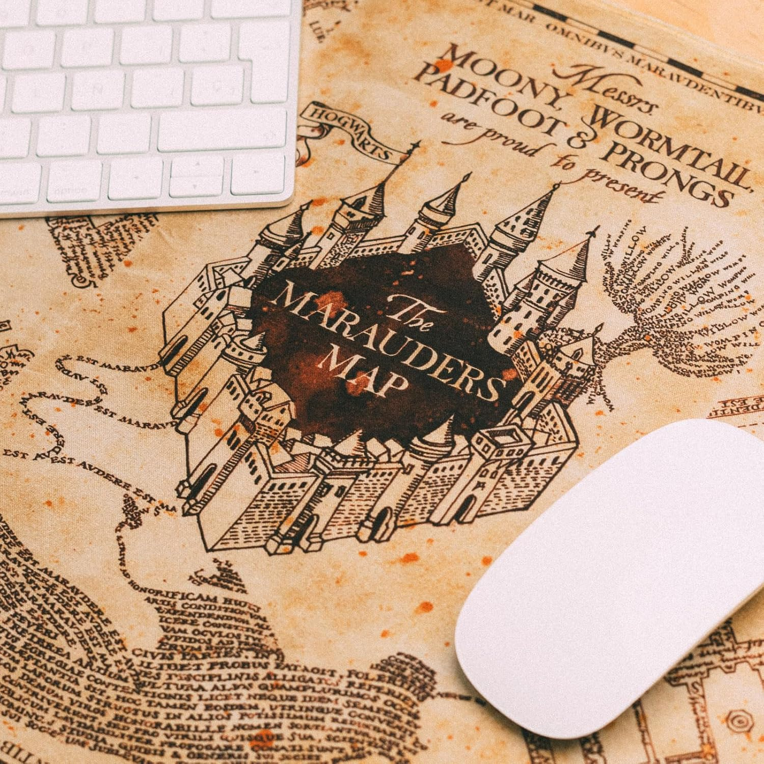 Grupo Erik Harry Potter the Marauder'S Map XXL Mouse Mat - Desk Pad - 31.5 Inch X 13.78 Inch Non-Slip Rubber Base Mouse Pad, Gaming Mouse Pad, Keyboard Mouse Mat - Harry Potter Gifts - Jurassic Park Yellow image number 2