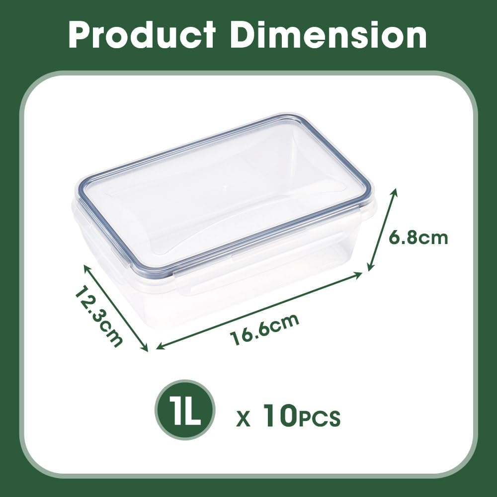 ZUNI 10 PCS Food Storage Containers with Lids Airtight (10 Lids &10 Containers), Plastic Meal Prep Containers for Home & Kitchen, Bpa-Free, Leak Proof, Microwave/Dishwasher Safe with Labels & Pen