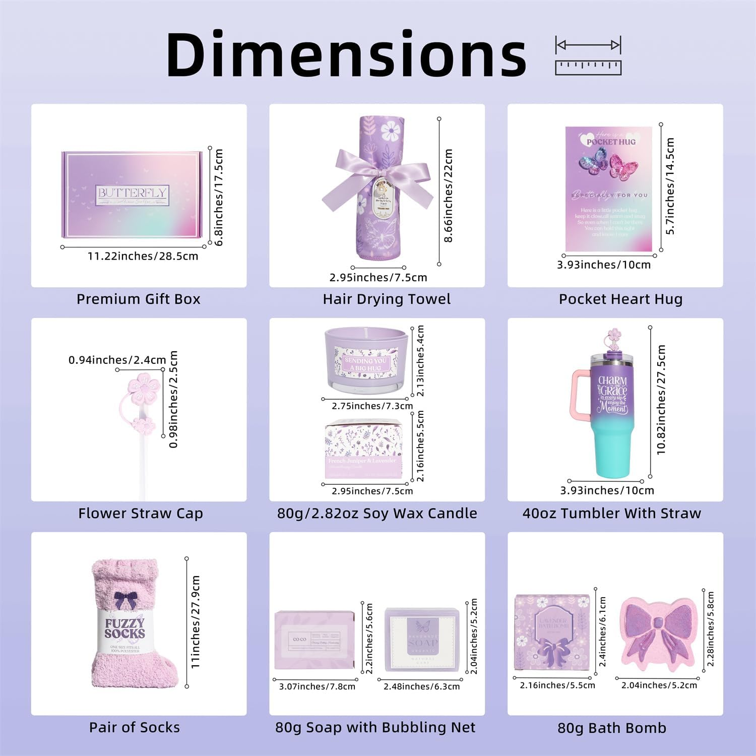 Birthday Gifts for Women - Purple Spa Gift Box Set with 40Oz Tumbler, Lavender Candle, Bath Accessories - Ideal for Mum, Best Friend, Girlfriend, Wife(Purple) - Pink image number 4