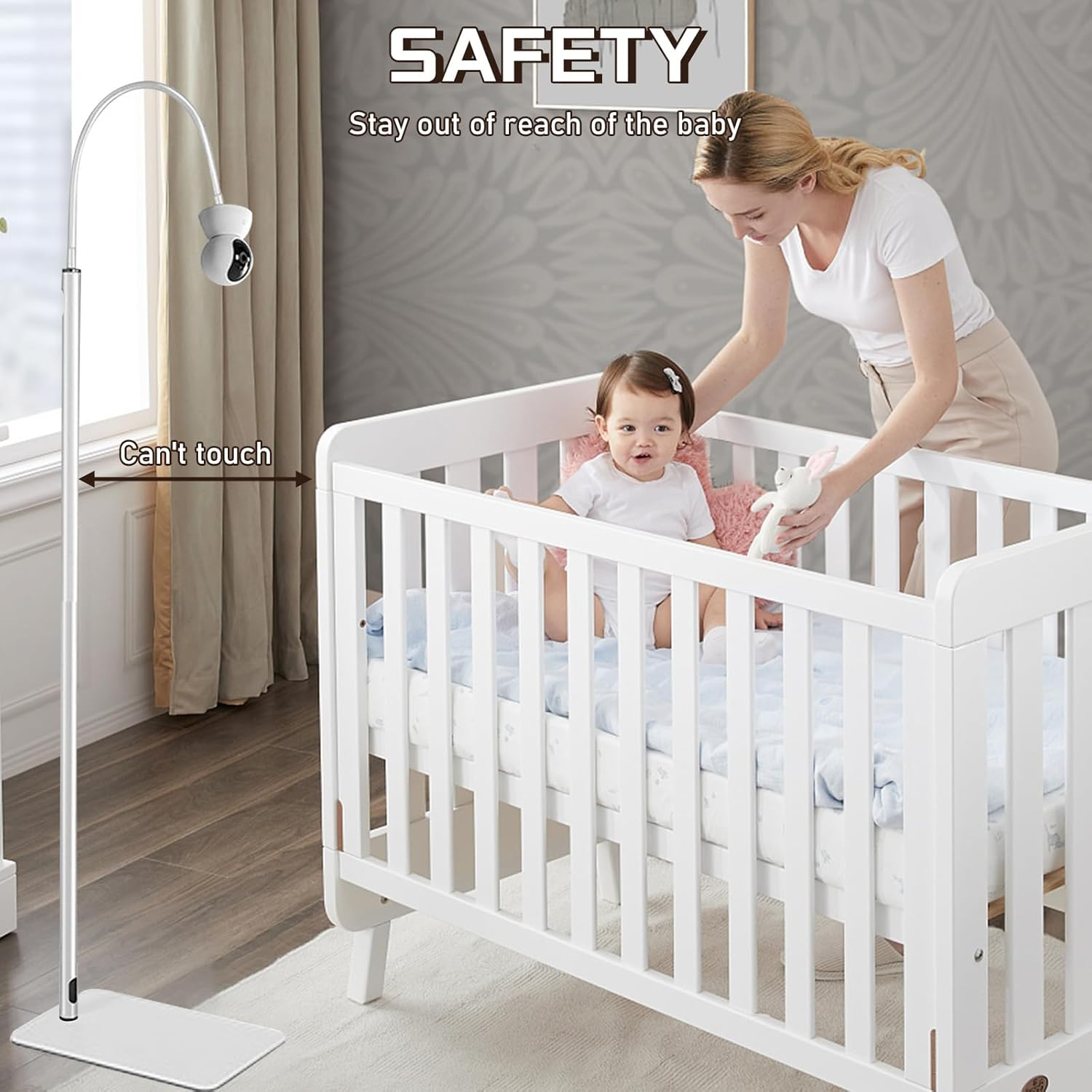 Baby Monitor Floor Stand Holder,Infant Gadgets Compatible All Cameras with 1/4 Screw, Height Adjustable & Universal Mount Secure,Baby Monitor Mount Secure (Baby Monitor Floor Stand Holder) image number 1