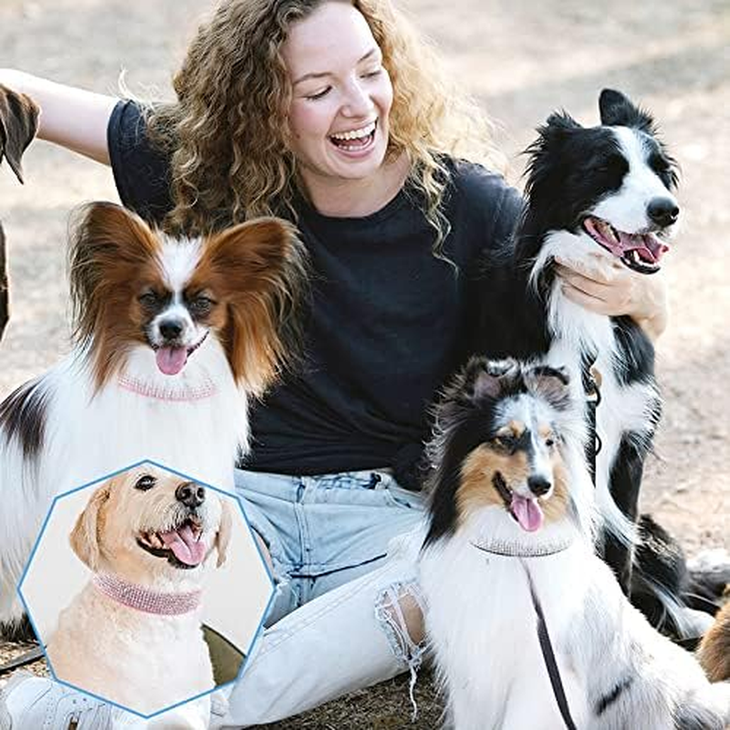 Kalevel Large Dog Collar Pink Bling Cat Collar Leather Soft Pet Collar Adjustable Fashion with Rhinestones Metal Buckle for Large Dogs image number 4