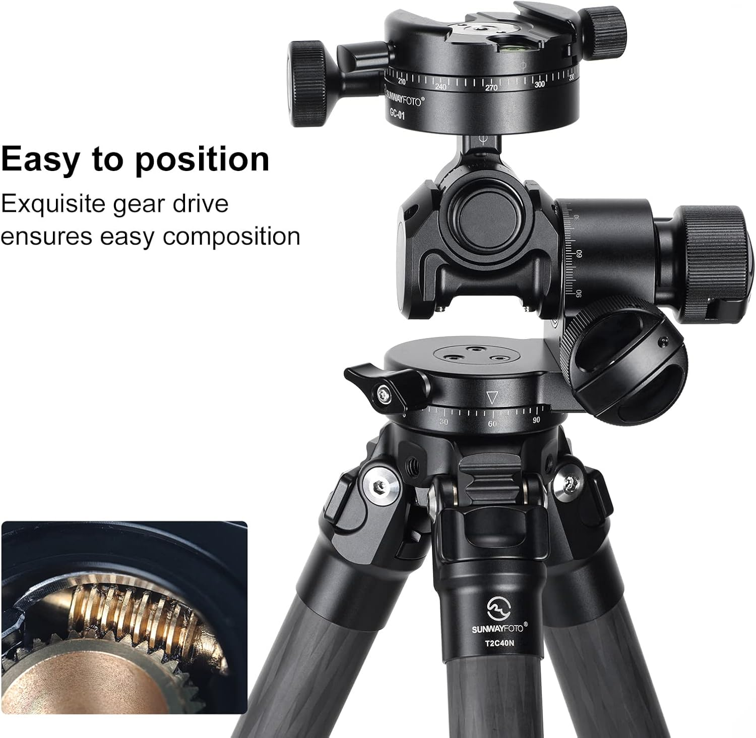 Sunwayfoto GH-PROII+ Geared Head 3D Independent Adjustment Comes with Geared Panning Clamp GC-01 image number 4