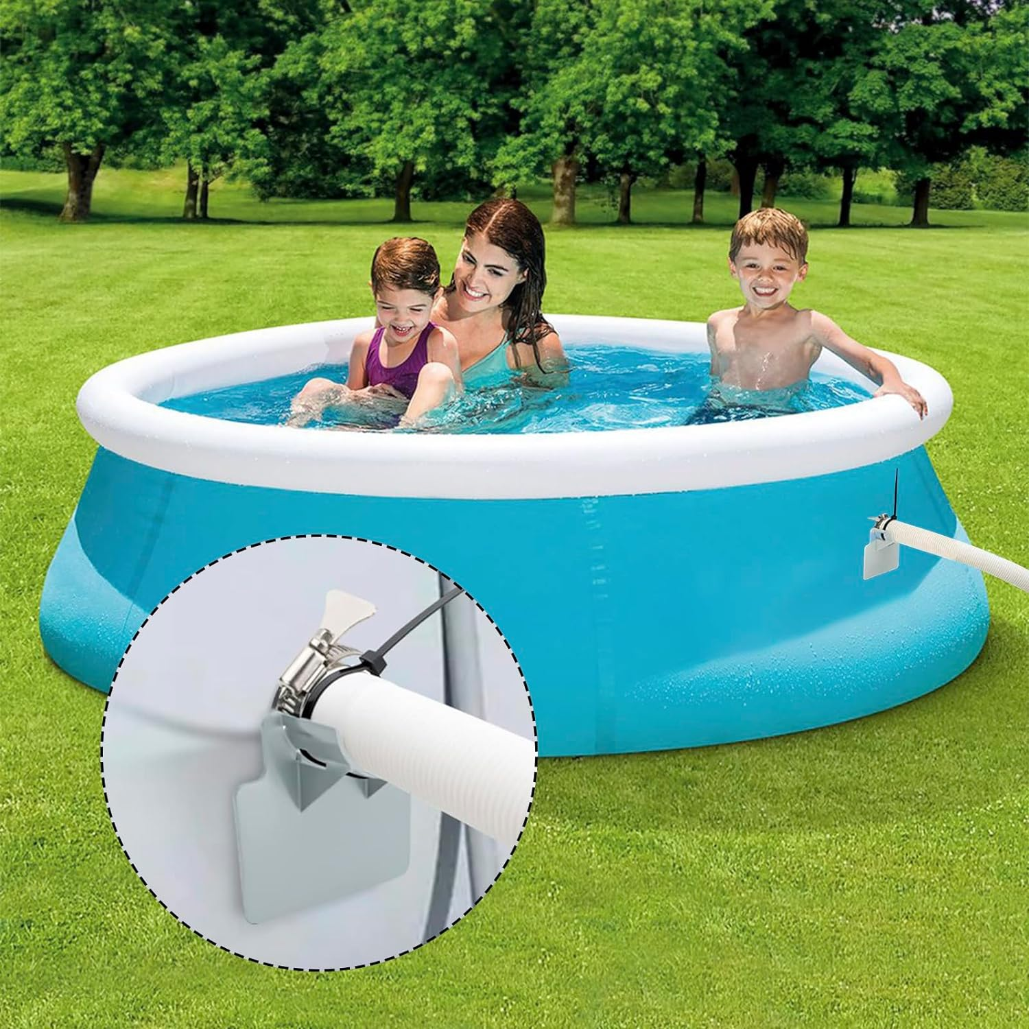 Adorila 3 Pack Swimming Pool Pipe Holders, Pool Hoses for above Ground Pools, Swimming Pool Hose Support with 3 Tapes, 6 Cable Ties & 3 Stainless Steel Hose Clamps (Grey) image number 4