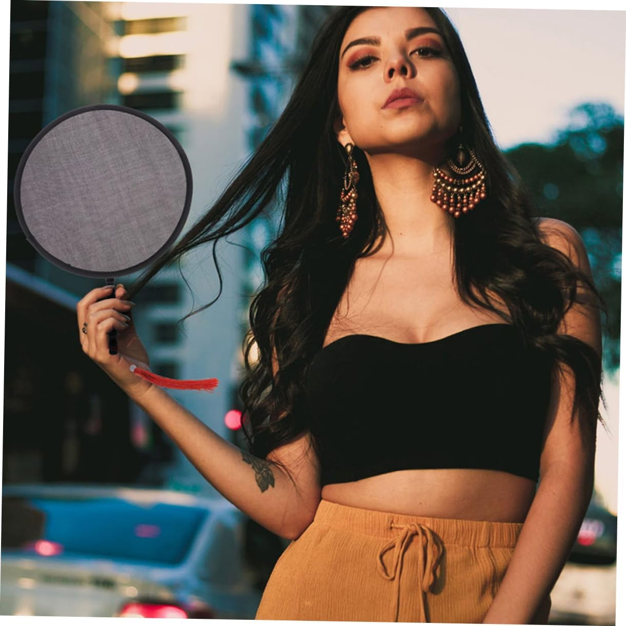 CORHAD Pack round Folding Hand Fans for Summer Instant Cool Portable Disc Fans Lightweight Compact for Weddings Festivals Decor image number 4