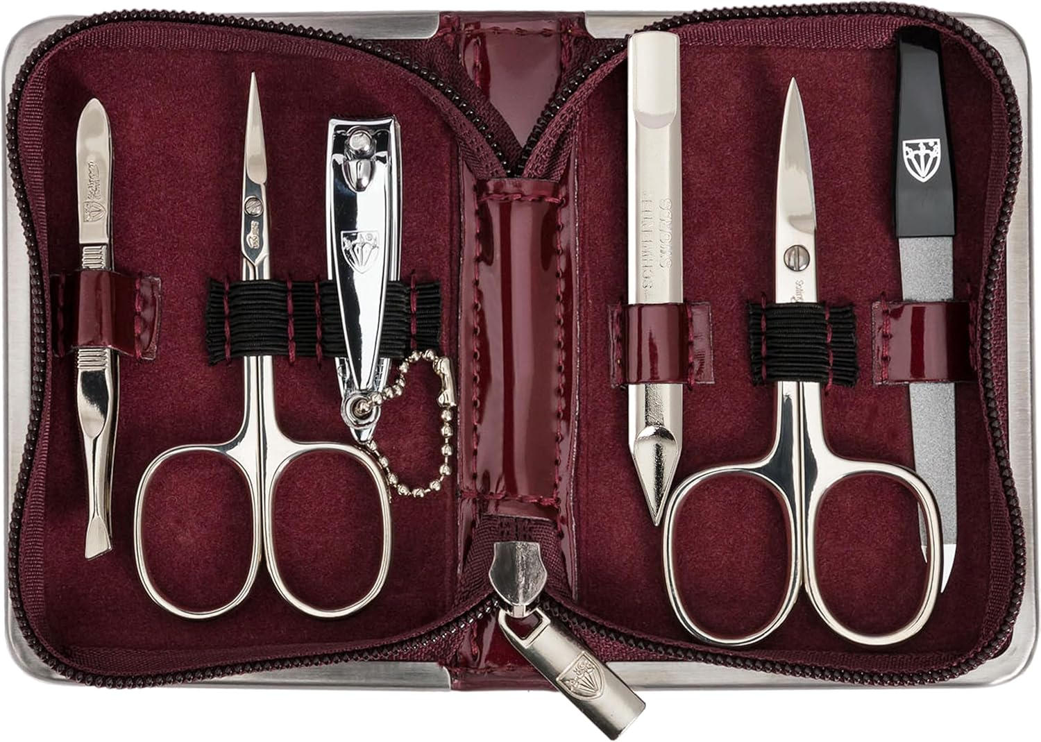 3 Swords Germany - Brand Quality 6 Piece Manicure Pedicure Kit Set for Professional Finger & Toe Nail Care with Synthetic Leather Case - Made in Germany - Colored