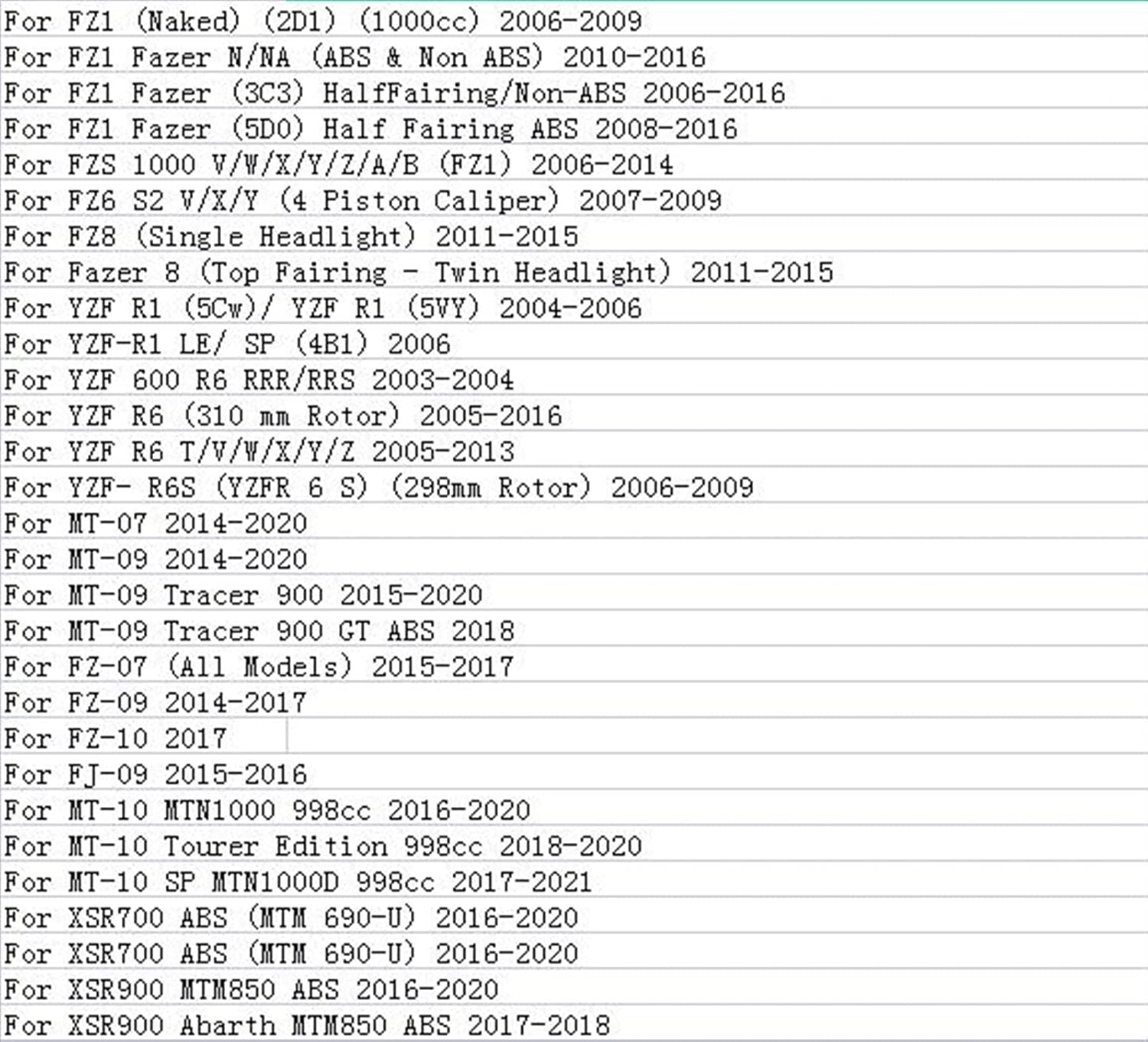 Motorcycle Accessories for Yamaha MT-07 2014-2020 MT-09 Tracer 900 2015 2016 2017 2018 2019 2020 MT-09 Tracer 900 GT ABS Front or Rear Brake Pads Braking (Color : Front and Rear) image number 1