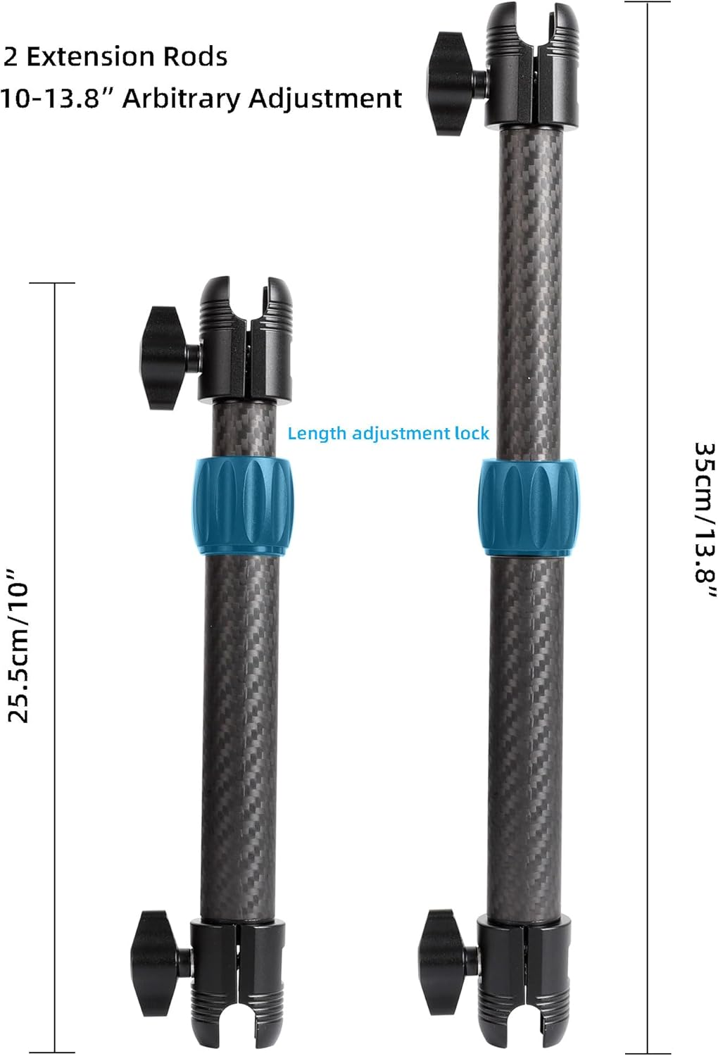 Carbon Fiber Double Socket Arm - Telescopic Extension from 10 to 13.8 Inches, Adjustable Lightweight Arm Compatible with RAM B Size Mounts & Standard 1&rdquo;(25Mm) Ball Components image number 2