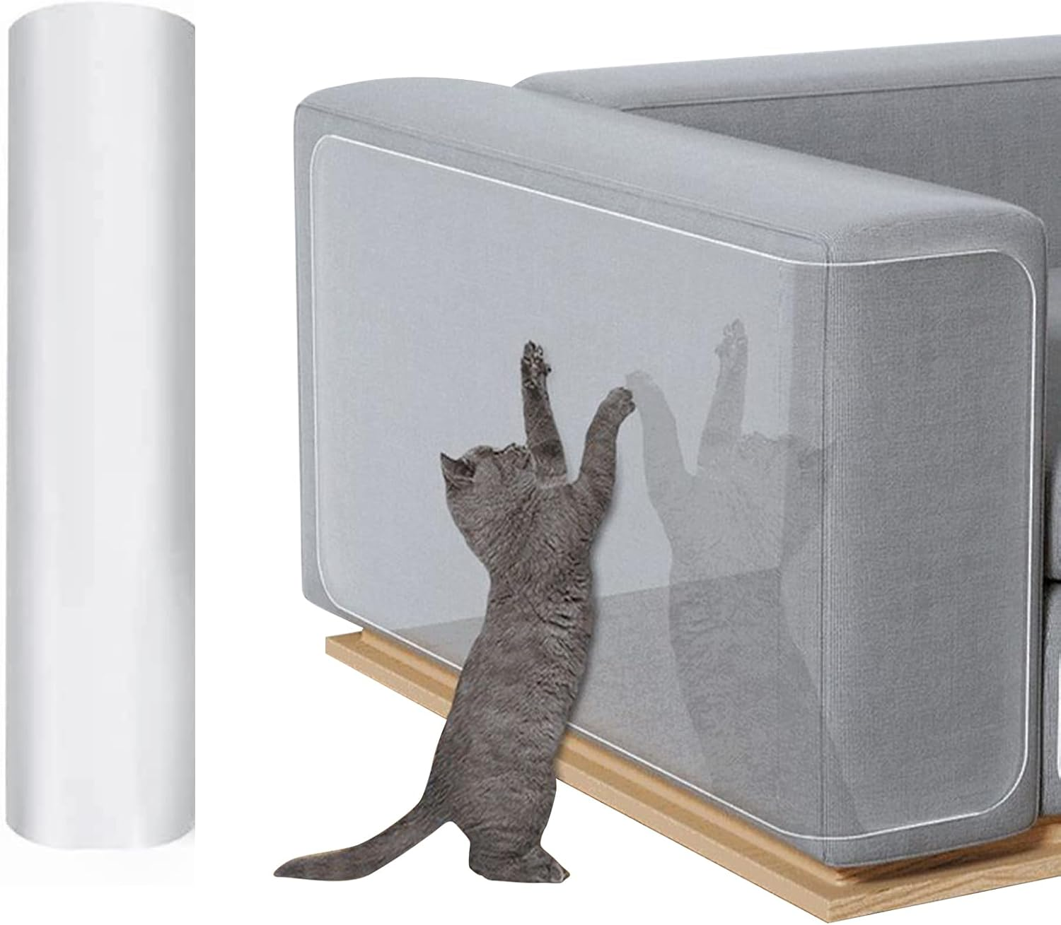 Furtryvl Cat Furniture Protector | Clear Adhesive anti Scratch Tape | Cat Scratch Tape - for Home Stairs Walls Carpet Sofa Corner Doorway Screen Board Chair Cushion image number 2