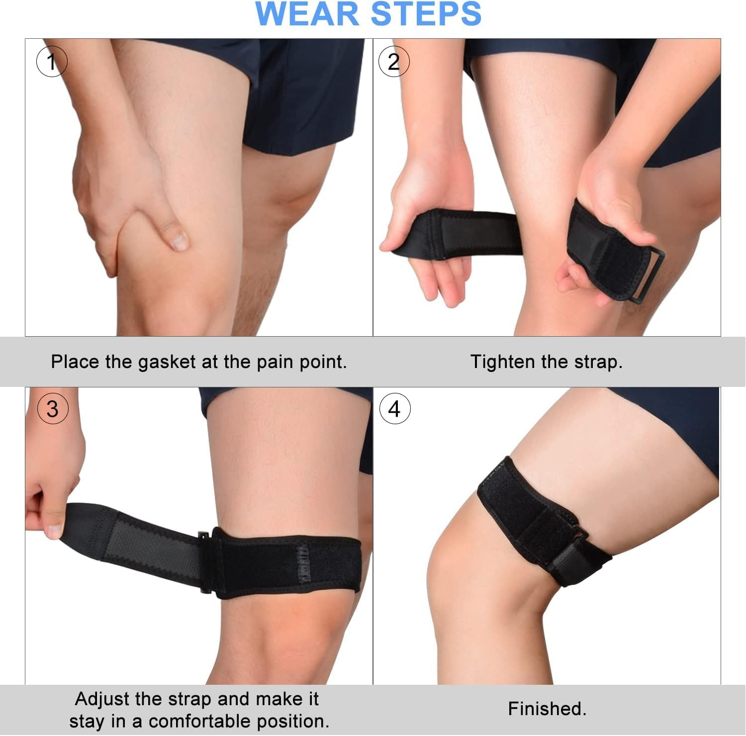 Band Strap for Knee, Adjustable Comfortable Iliotibial Band Wrap Breathable Strap for Iliotibial Band Syndrome image number 1