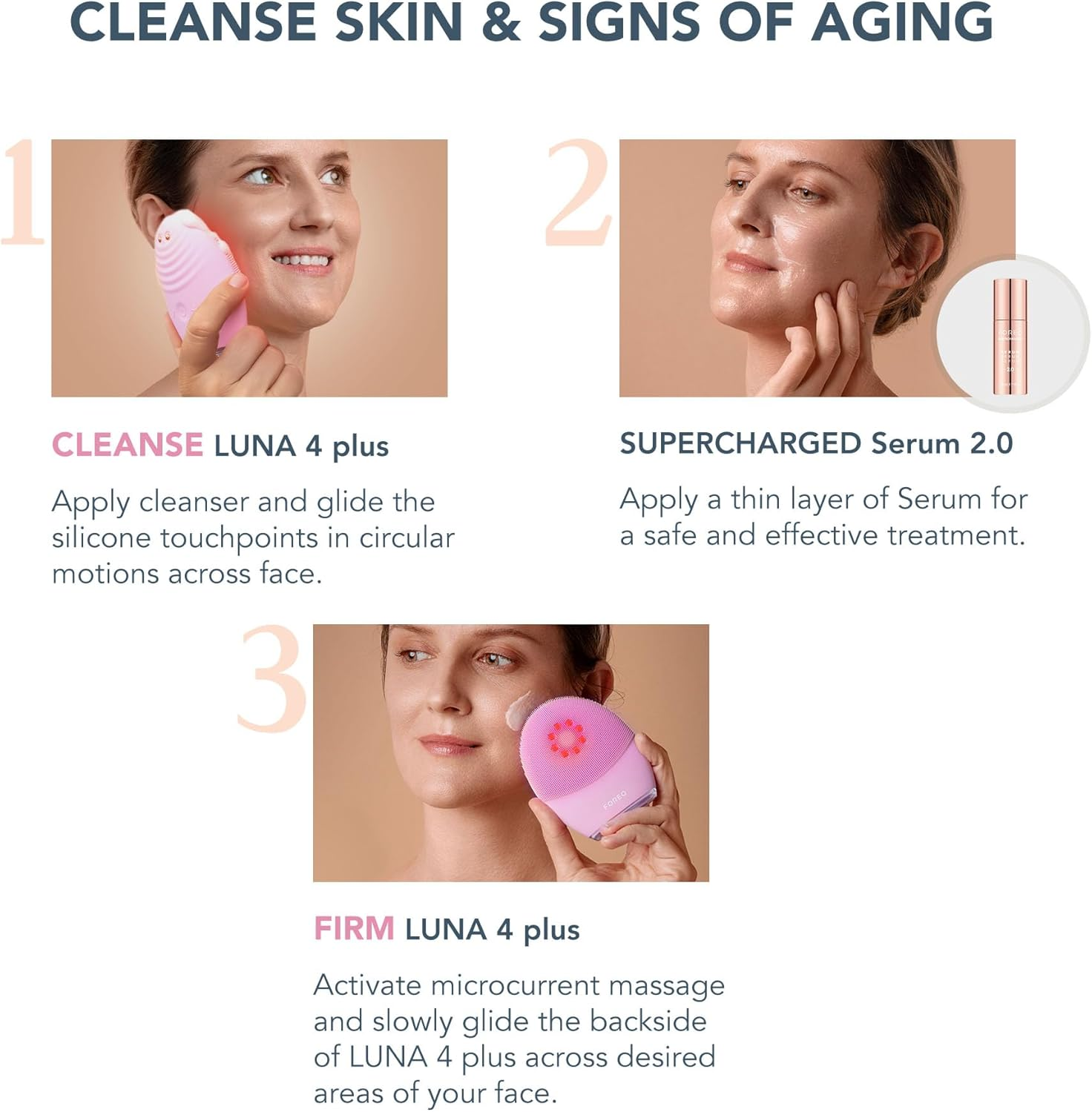 FOREO Fresh & Lifted Bundle - LUNA 4 plus Normal Facial Cleansing Brush + SUPERCHARGED SERUM 2.0, 30Ml - near Infrared Light Therapy - Face Cleansing Massage Brush - Microcurrent Facial Device image number 5