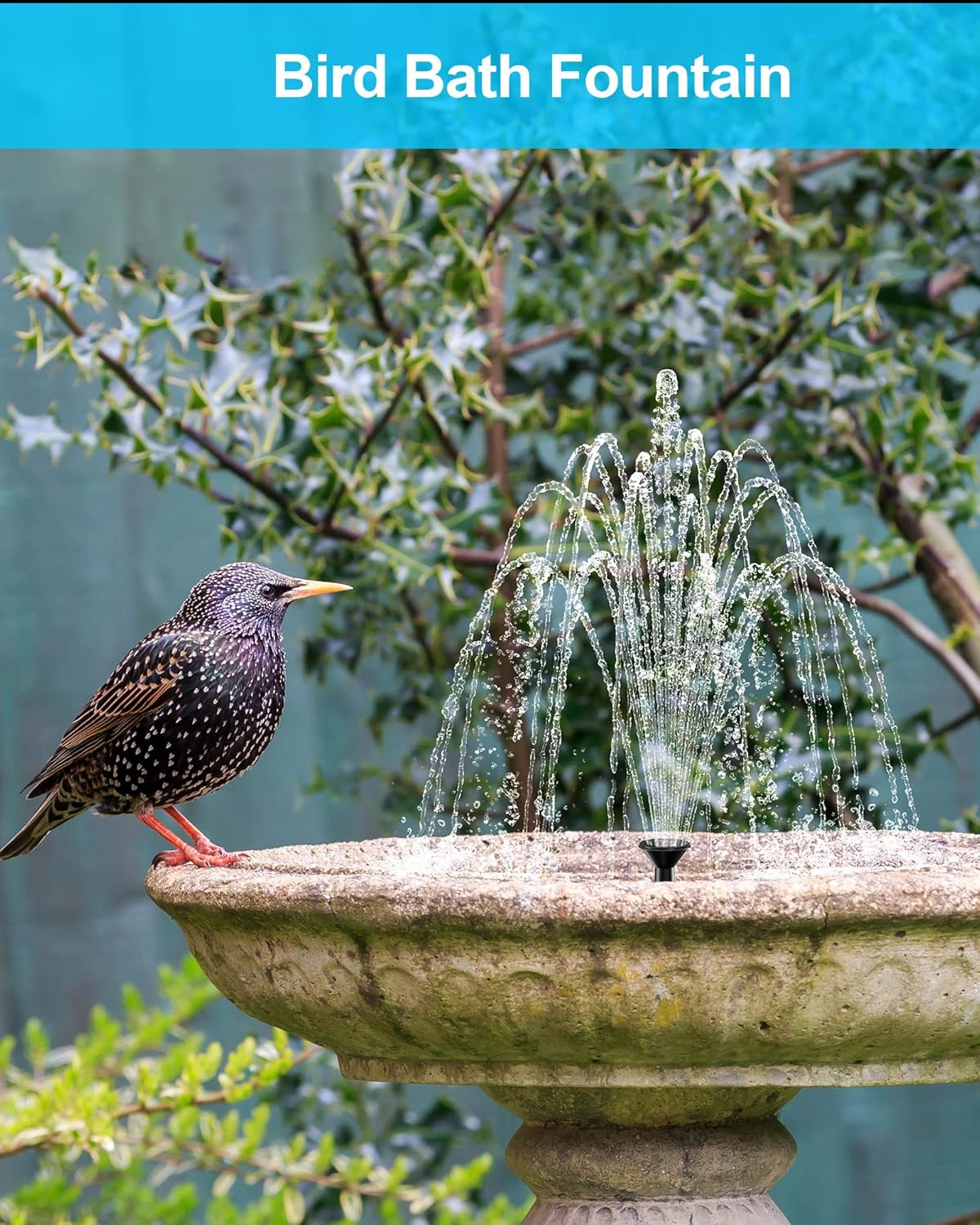 Biling Solar Fountain for Bird Bath, Solar Panel Kit Outdoor Solar Water Pump with 4Ft Tubing for Hummingbird Bath, Small Pond and Fish Tank image number 2