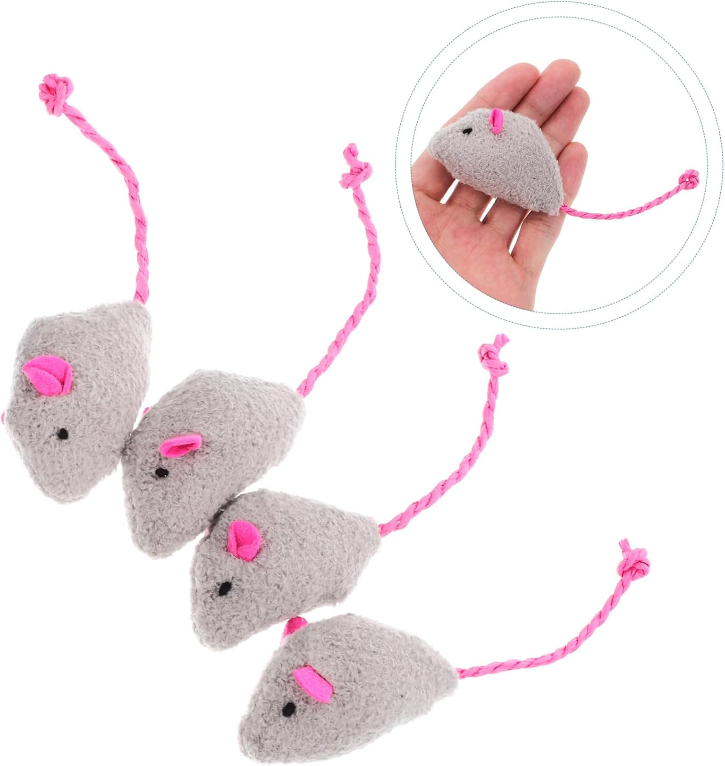 BELLIFFY 4Pcs Realistic Simulation Plush Mouse Cat Toy Moving Mouse for Indoor Exercise and Entertainment image number 2