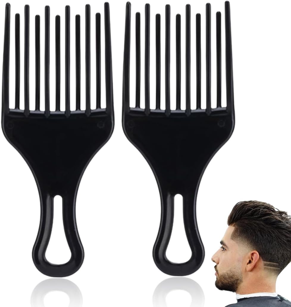 LAKJUOZ Pack of 2 Finger Styler Afro Combs Coarse Hair Comb Curling Comb Plastic Comb Natural Curls Perm Strands image number 3