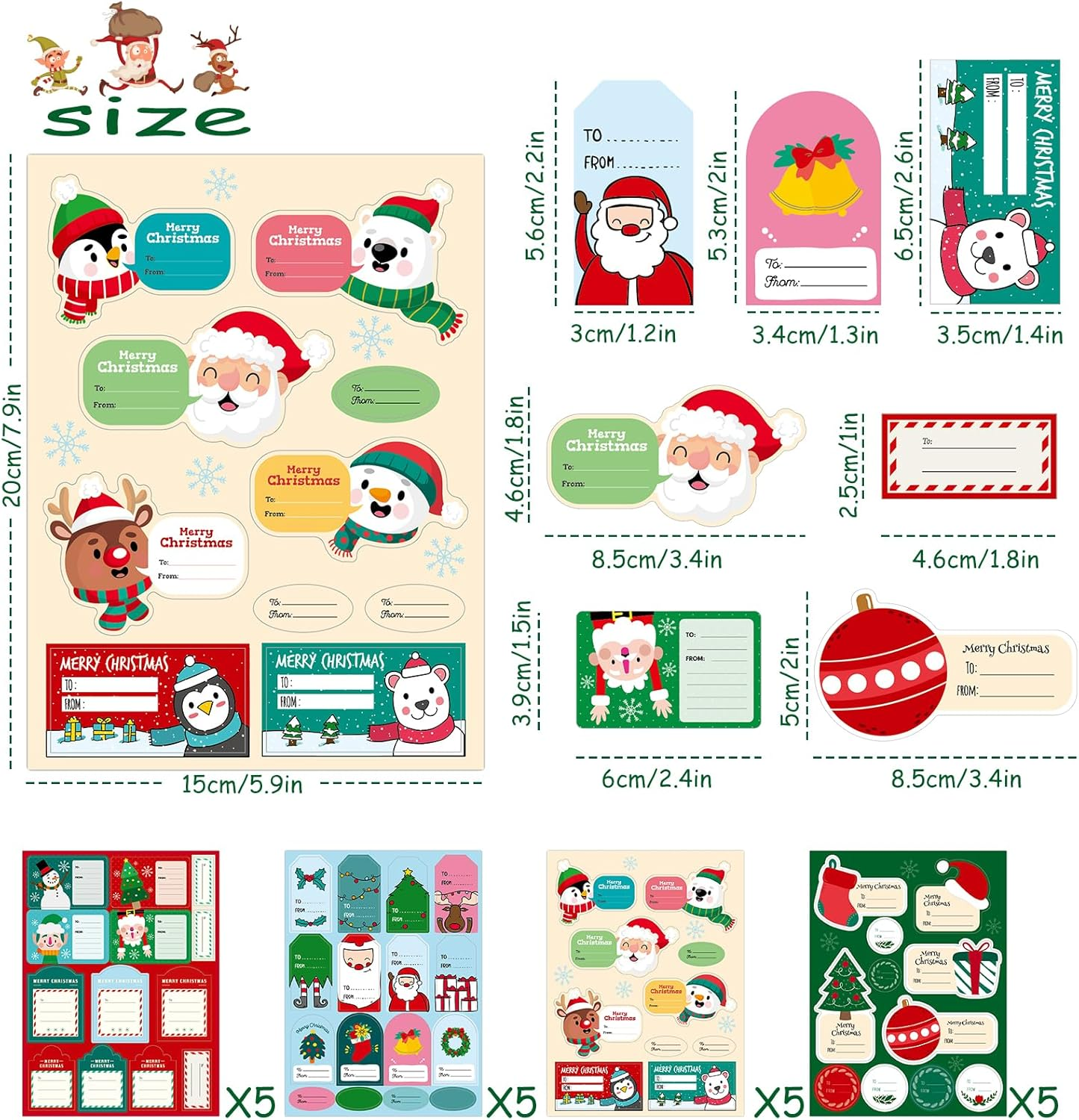 KIKISML 250 PCS Christmas Labels for Gifts Decoration, from to Xmas Gifts Stickers, Christmas Name Gift Labels Xmas Gift Tags Stickers, Elf-Adhesive Xmas Stickers for Present Cards Envelope image number 4