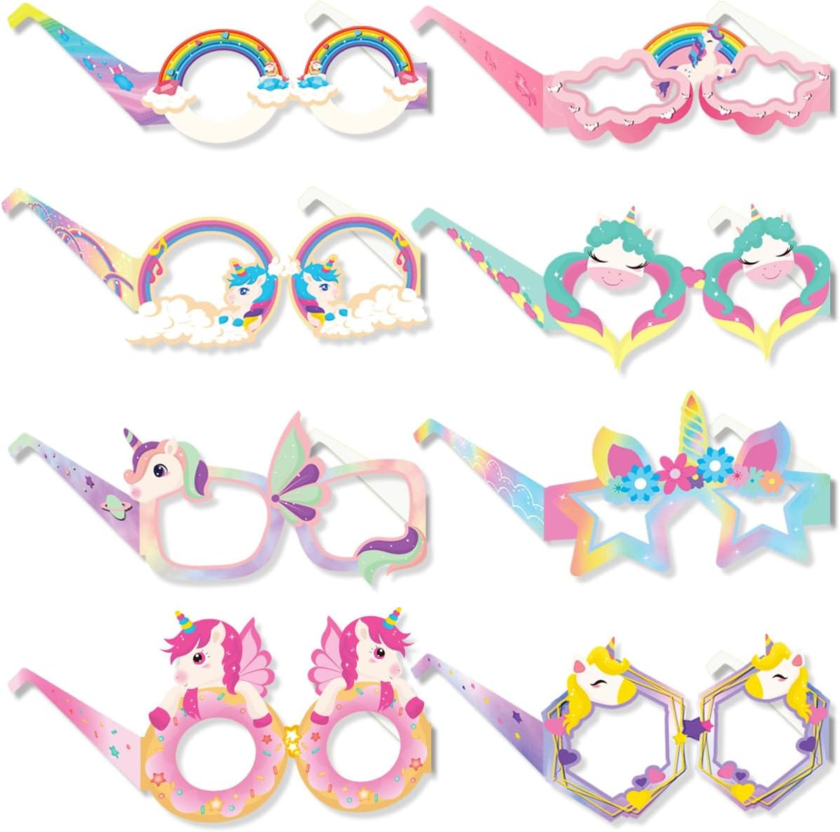 Buziba 8Pcs Unicorn Glasses Novelty Party Eyeglasses Photo Props Party Favors Paper Funny Dress up Eyewear Glasses Decoration for Birthday Easter Halloween Carnival image number 6