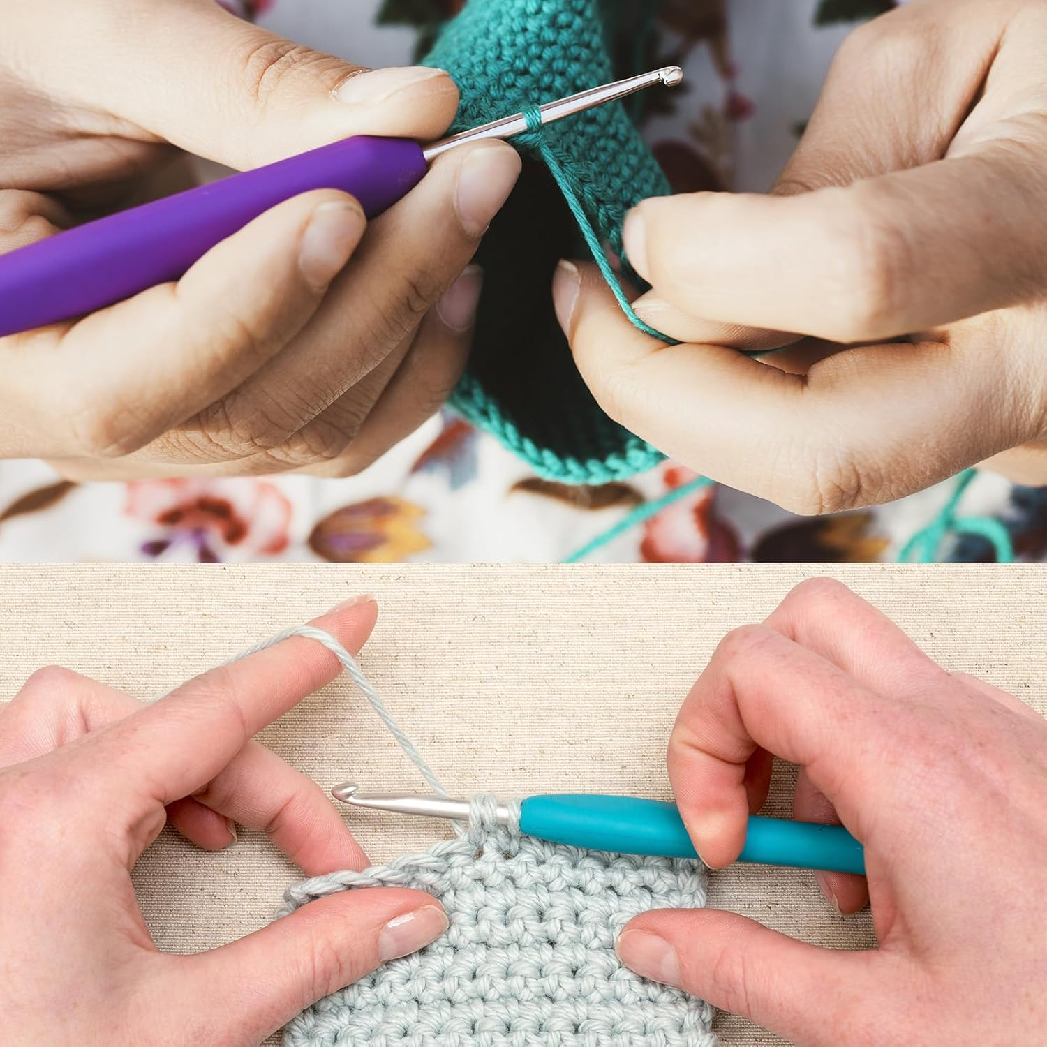 BTYMS 12Pcs Crochet Hooks Set, Ergonomic Handle Crochet Hook Needles for Arthritic Hands, Knitting & Crochet Supplies for Beginners, Extra Long Crochet Needles Size (2.0Mm-8.0Mm) image number 1