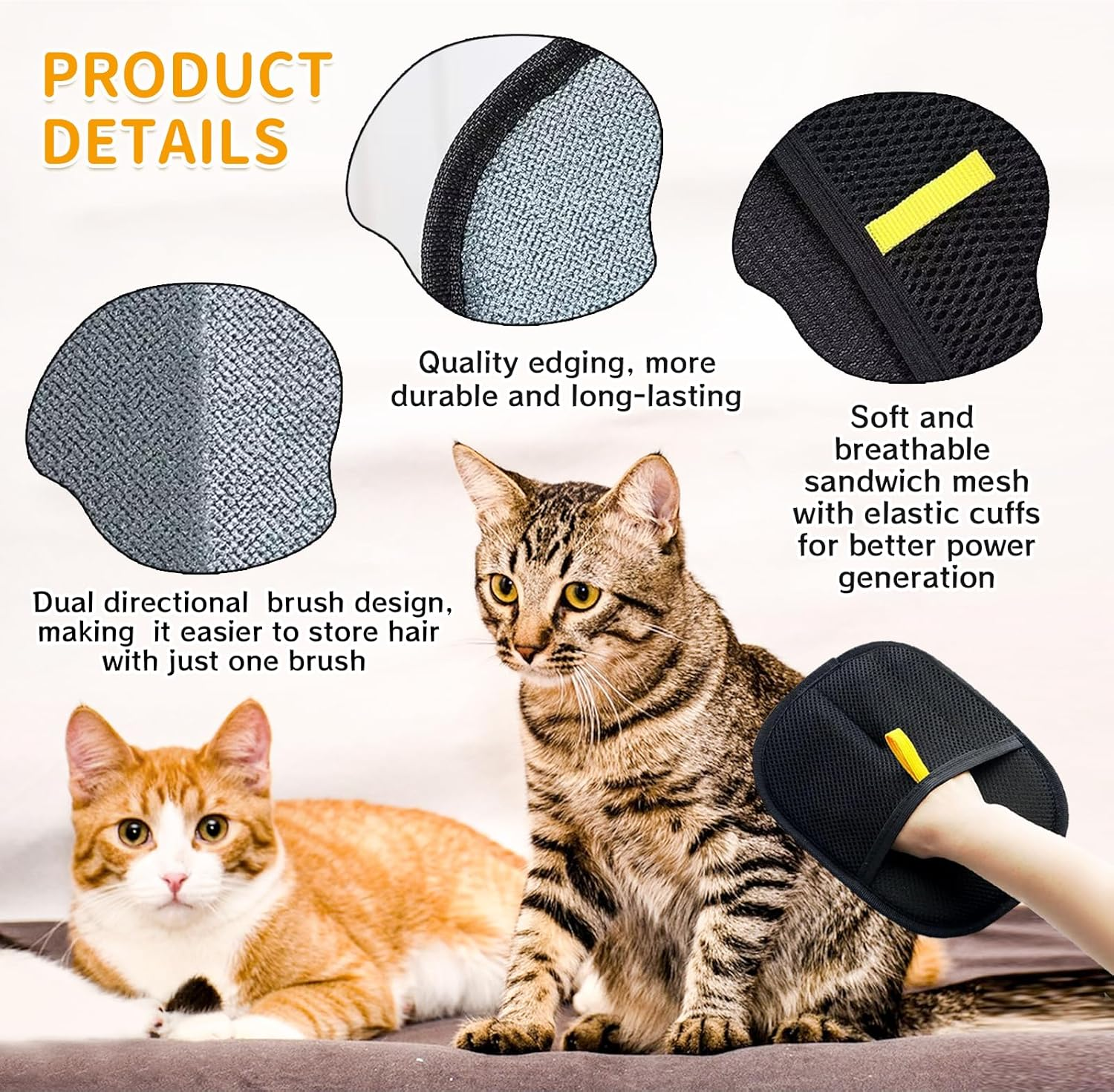 ZZRSYJ Pet Hair Remover Glove, Pack of 2 Pet Hair Removal Glove, Fur Magnet Glove, Cat Gloves Fur Care, Glove for Removing Cat Hair for Clothes, Sofas, Beds image number 6