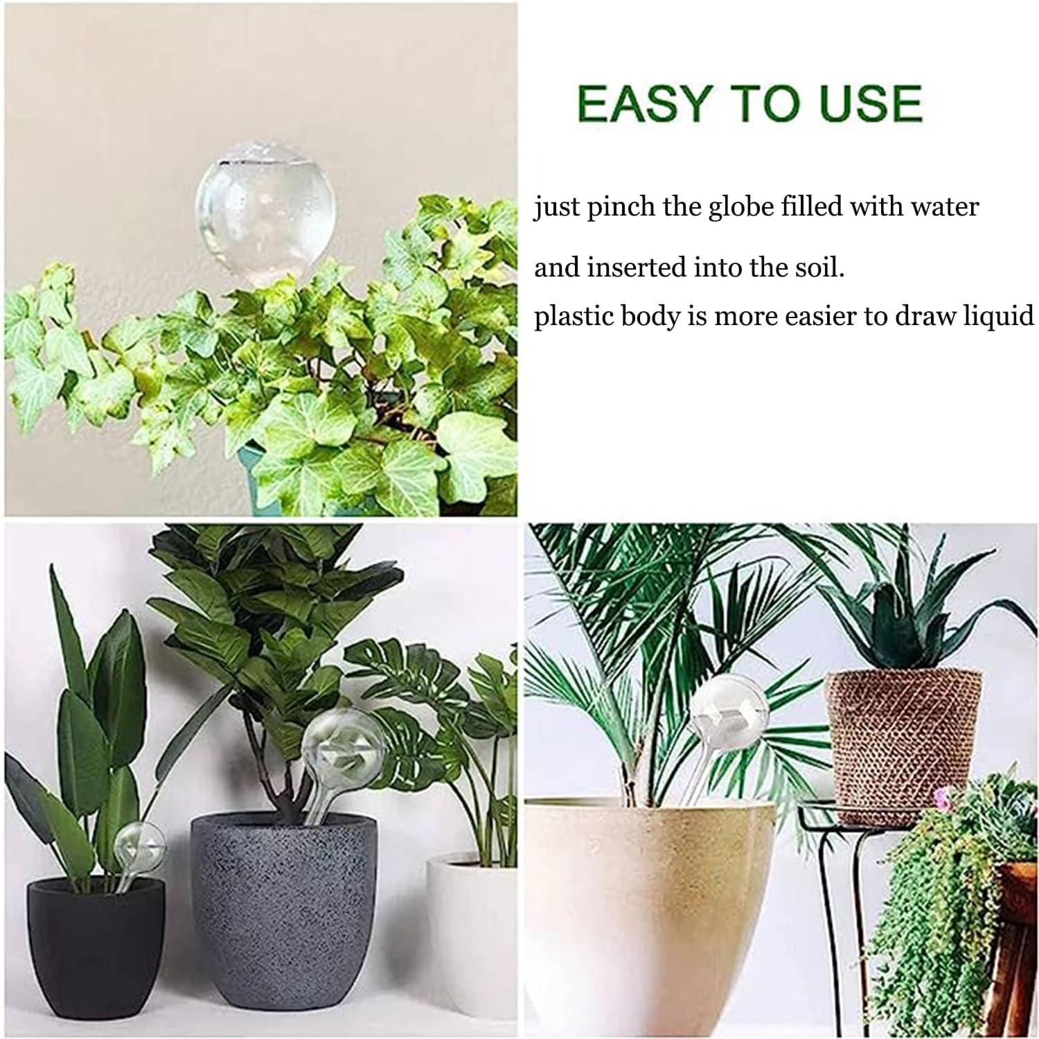 Yqkangzhu 20 Pcs Plant Watering Globes, Clear Plant Self-Watering Bulbs, Plastic Flower Watering Balls, Transparent Automatic Water Device for Garden Plant Indoor Outdoor, Vacation