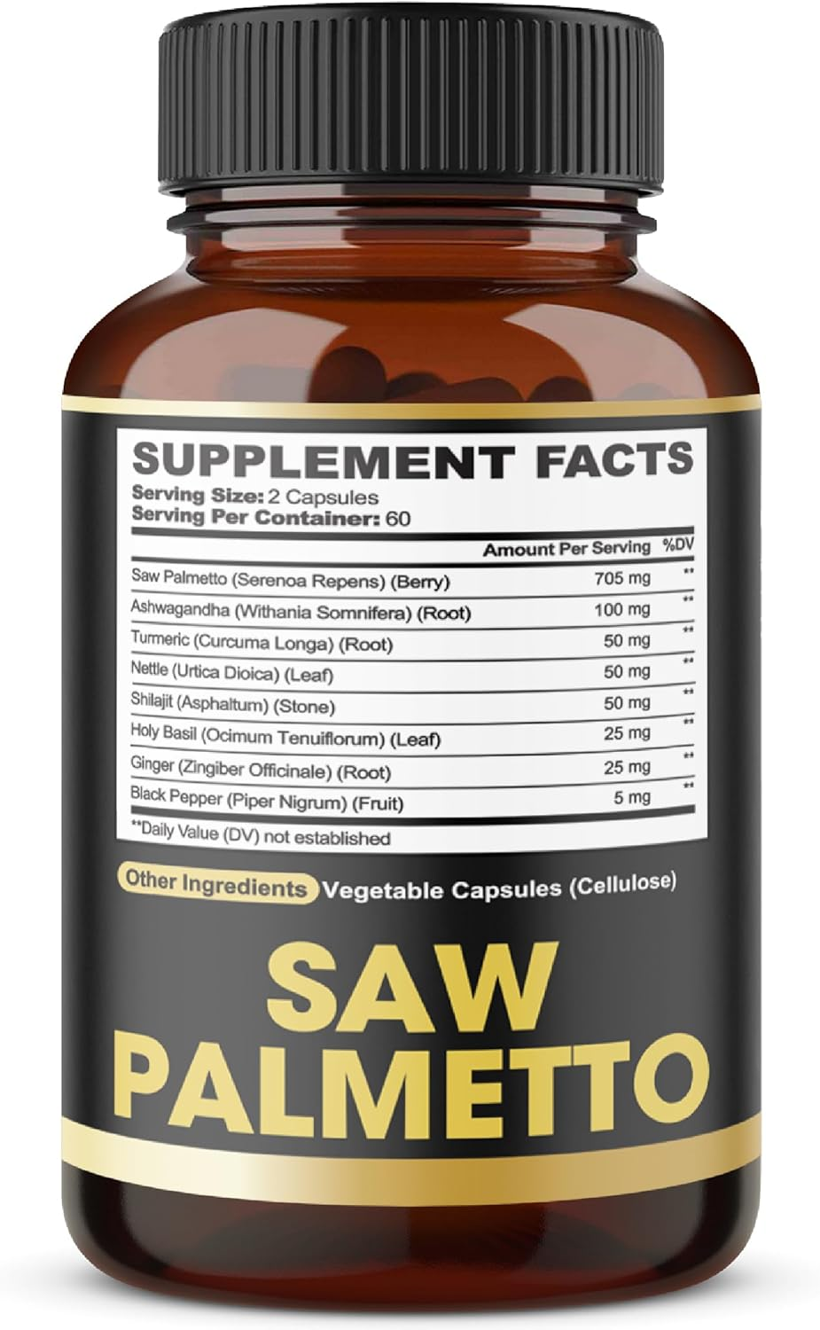 8In1 Saw Palmetto Prostate Support Supplement - Equivalent to 4650Mg - Combined with Ashwagandha, Turmeric Curcumin, Ginger, Nettle Leaf, Holy Basil & More - 120 Vegan Capsules for 2 Months image number 6