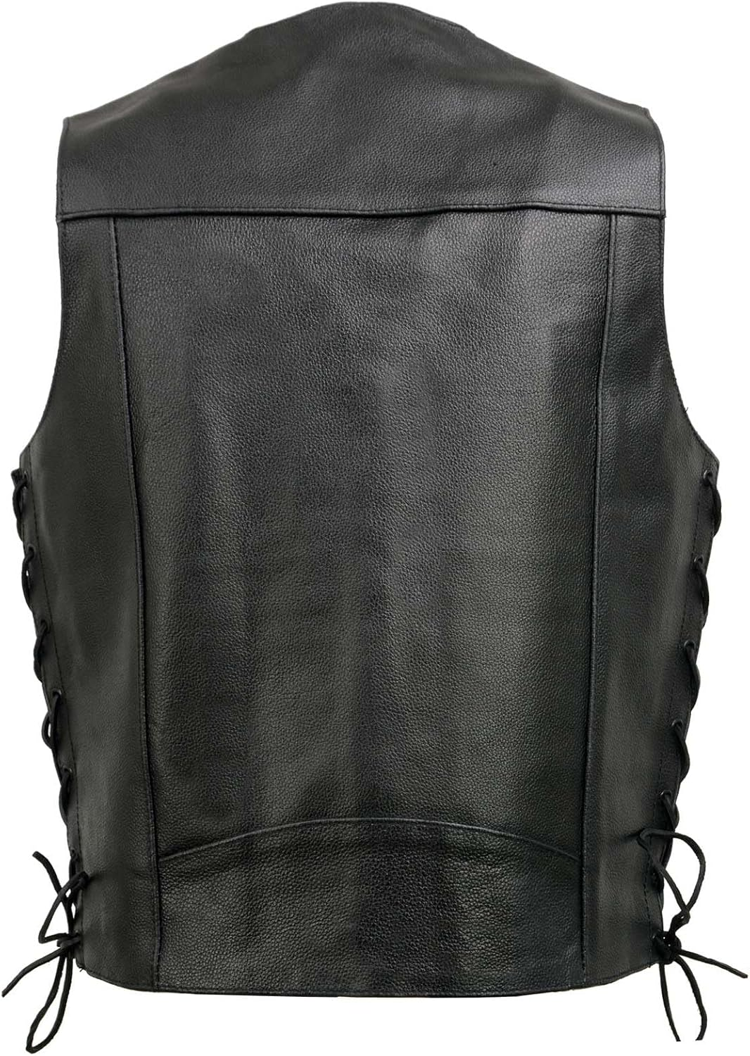 Event Leather EL5315 Black Motorcycle Leather Vest for Men W/Side Lace- Riding Club Adult Motorcycle Vests - 2X-Large