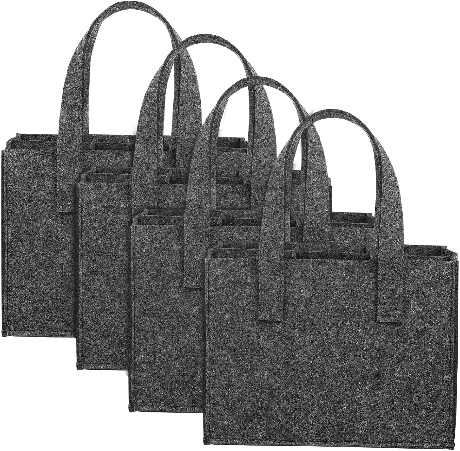 CATIEBYE 4Pcs Thick Felt Bottles Wine Storage Tote Bag with Sturdy Handle Reusable Bottle Carrier Handbag for Travel Camping Picnic Soft Felt Material image number 6