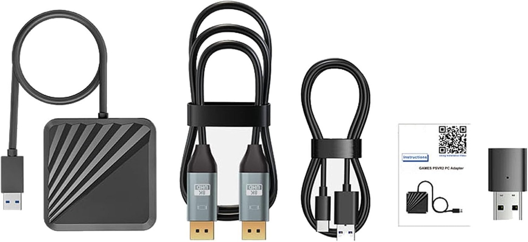 LICHIFIT Adapter + Bluetooth Receiver for PS VR2 to Windows Computer, PC Adapter Kit for PS5 VR2 Converter Connector with Type-C Power Cable and Displayport 1.4 HD Cable for Playstation 5 VR2 image number 1