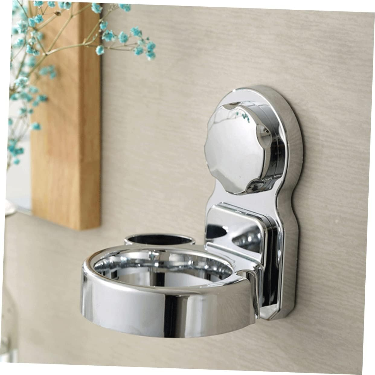 MUSISALY Hair Dryer Holder Wall-Mounted Storage Rack 1-Piece Silver Suction Cup Type Punch-Free Organizer for Bathroom Easy Access image number 4