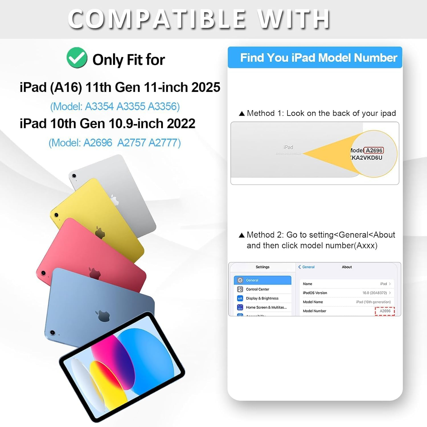 AVAKOT Case for Ipad A16 11Th Generation 11 Inch 2025, Ipad 10Th Generation 10.9 Inch 2022,Clear Back Slim Trifold Stand with Pencil Holder Auto Wake/Sleep, Black - Blue image number 5