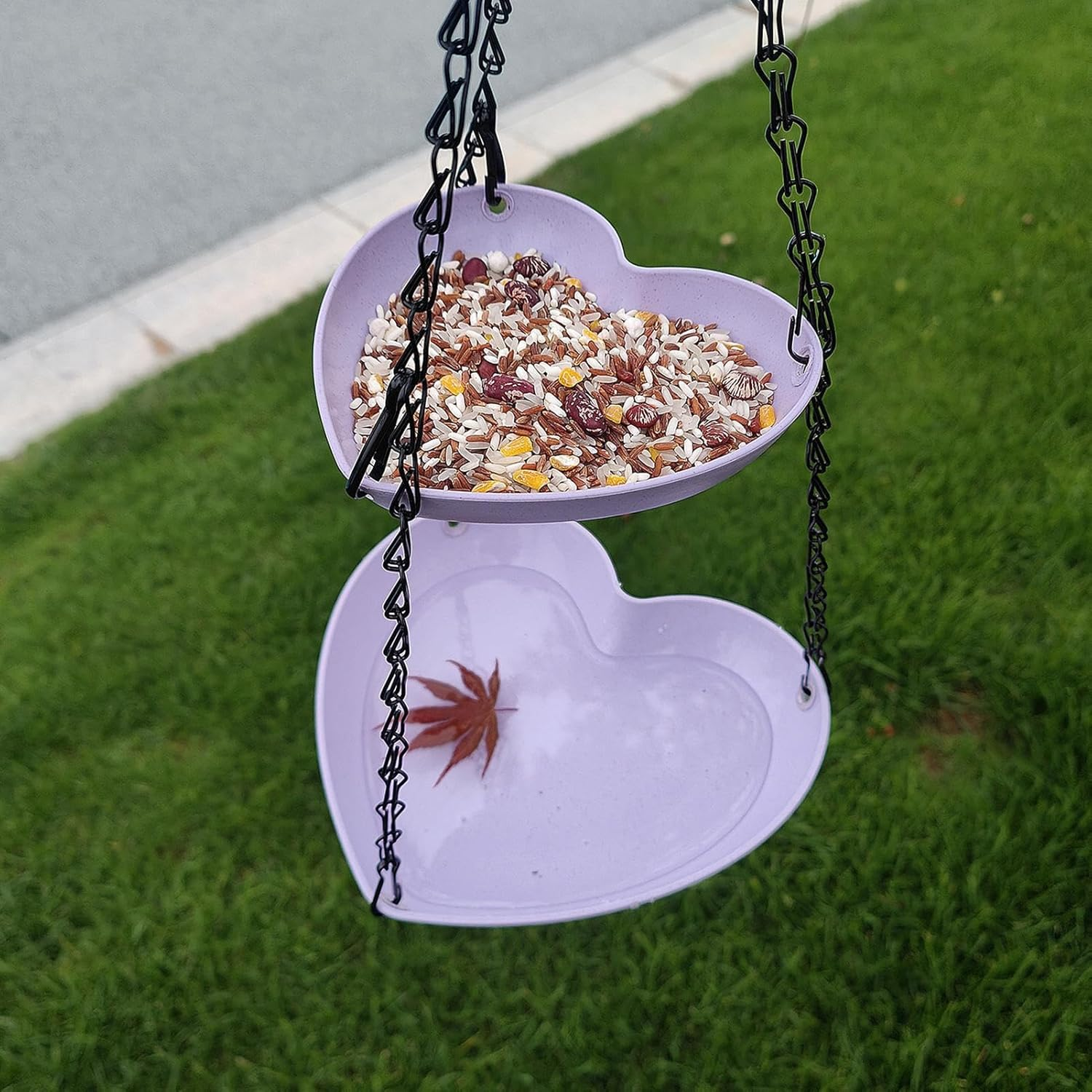 Bird Feeder and Bath | Bird Feeder Tray | Two-Layer Weatherproof Feeding Tray for Hummingbirds Backyard Balcony Garden Patio Wildlife image number 3